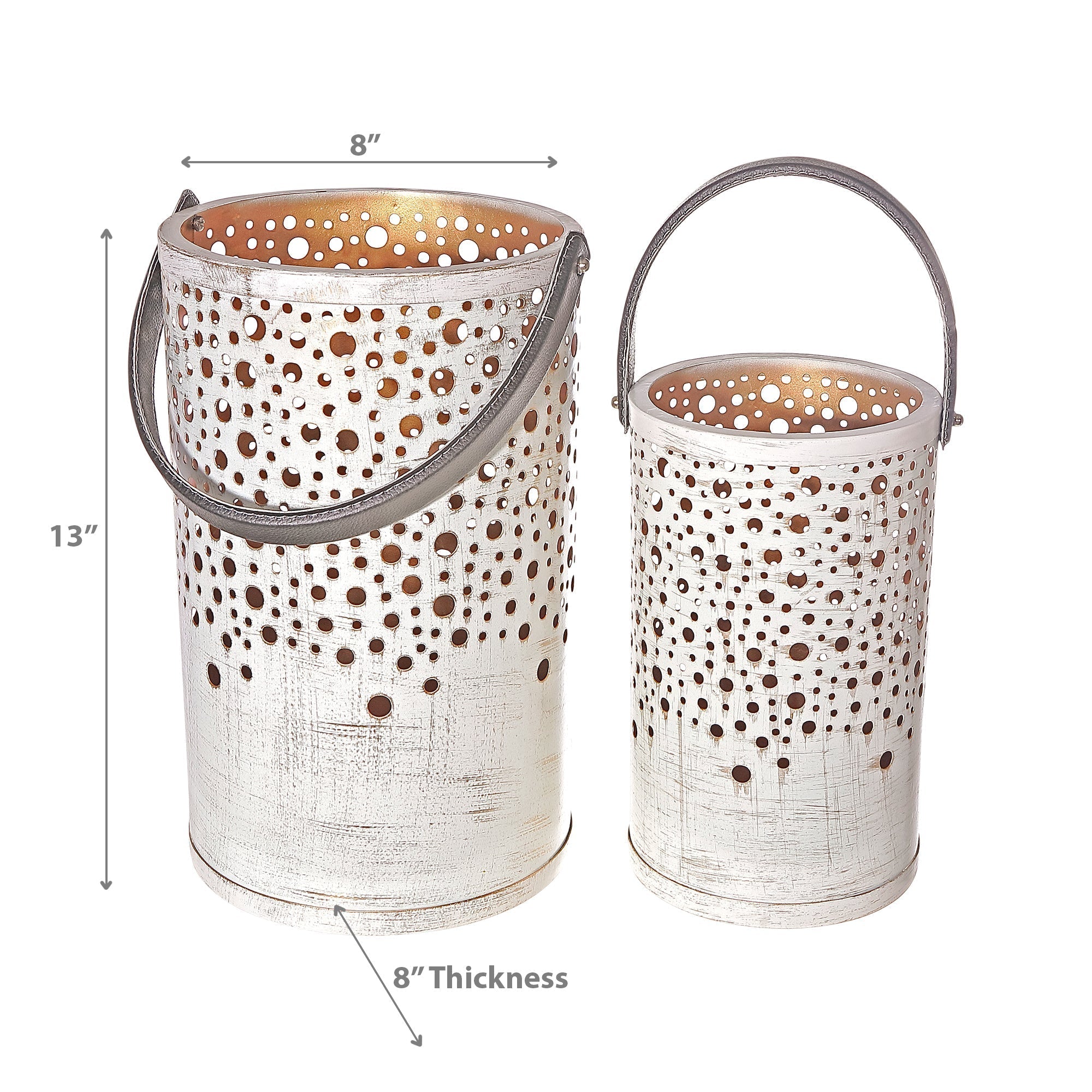 Metal Cutout Luna Lantern Set of 2 – Decorative Candle Holders, Indoor/Outdoor Lighting