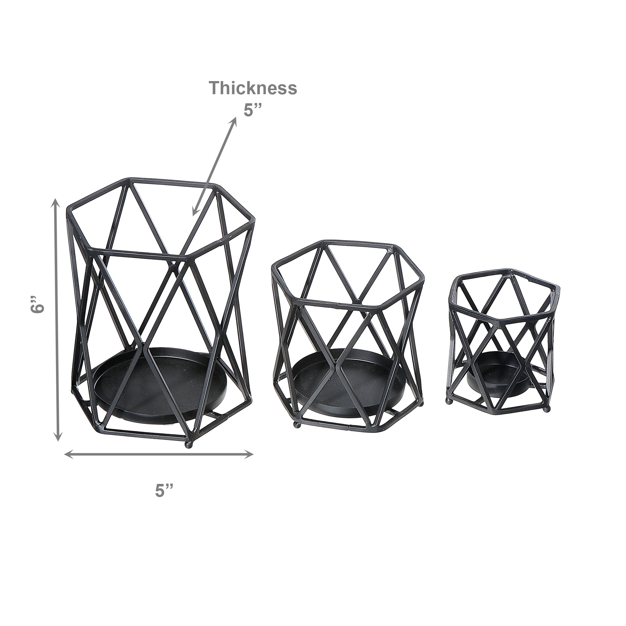 Black Metal Diamond Votive Candle Holders – Set of 3