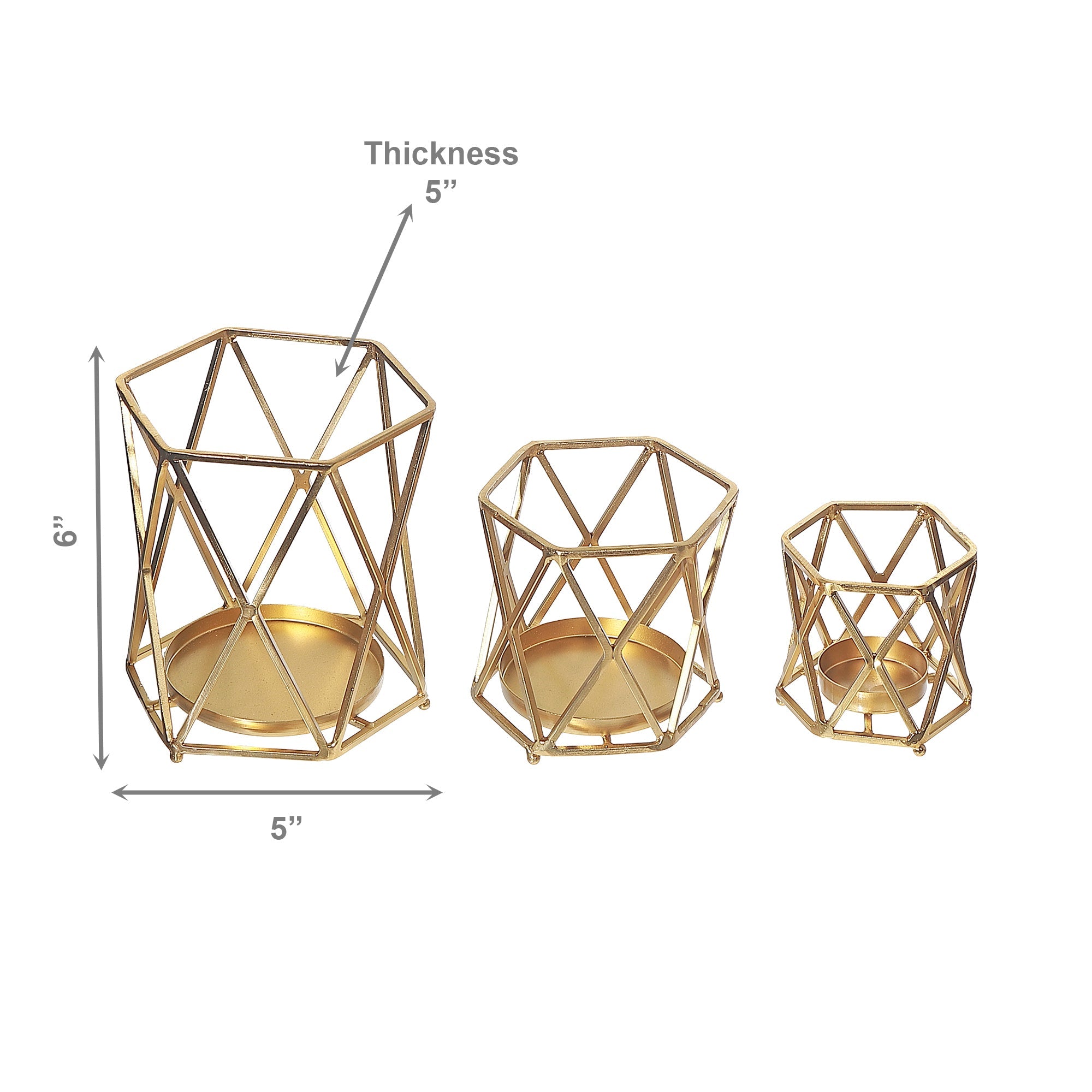 Gold Metal Diamond Votive Candle Holders – Set of 3