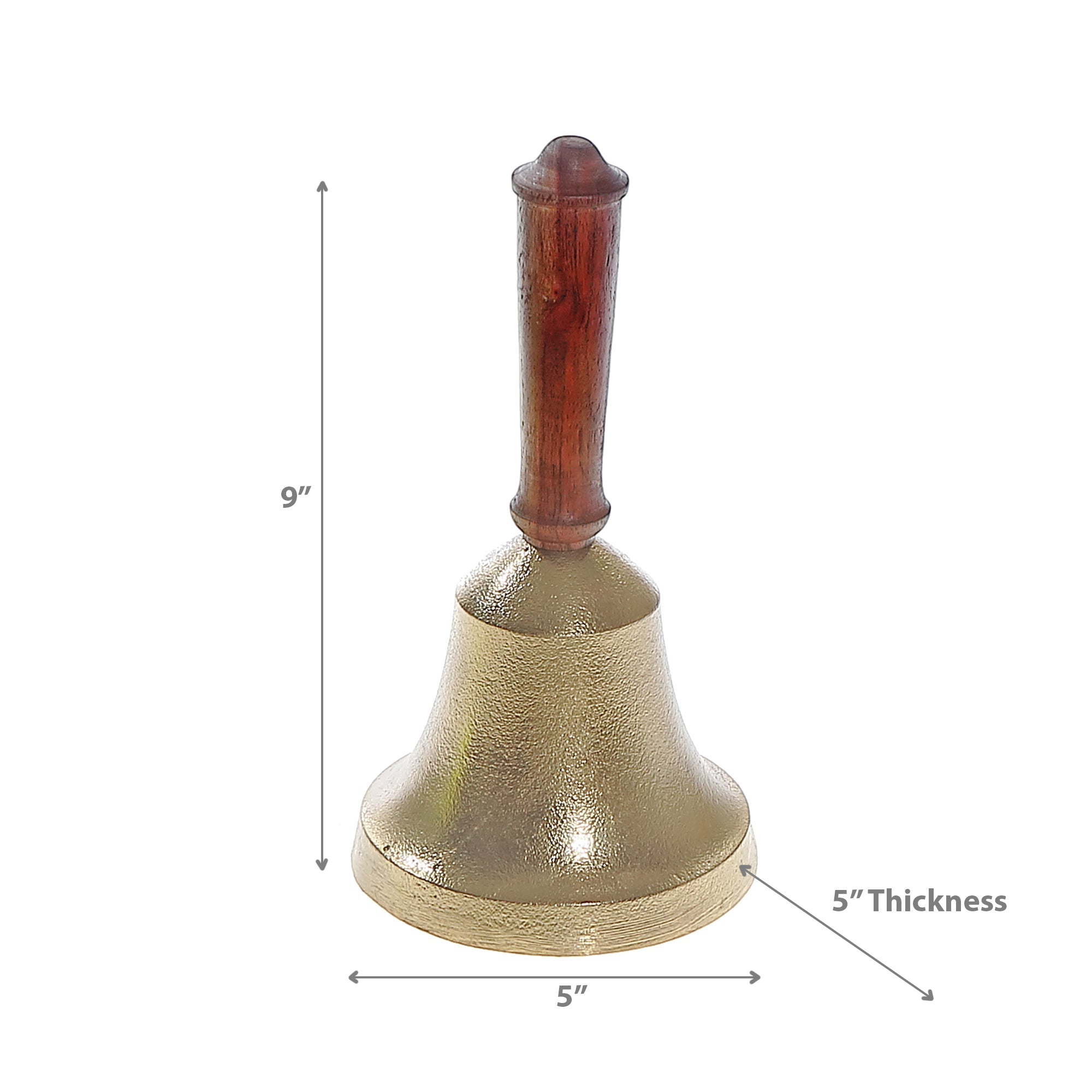Bell With Acacia Handle, Decorative Bell With Acacia Handle, Metal And Wood Accent Piece, Tabletop Decor
