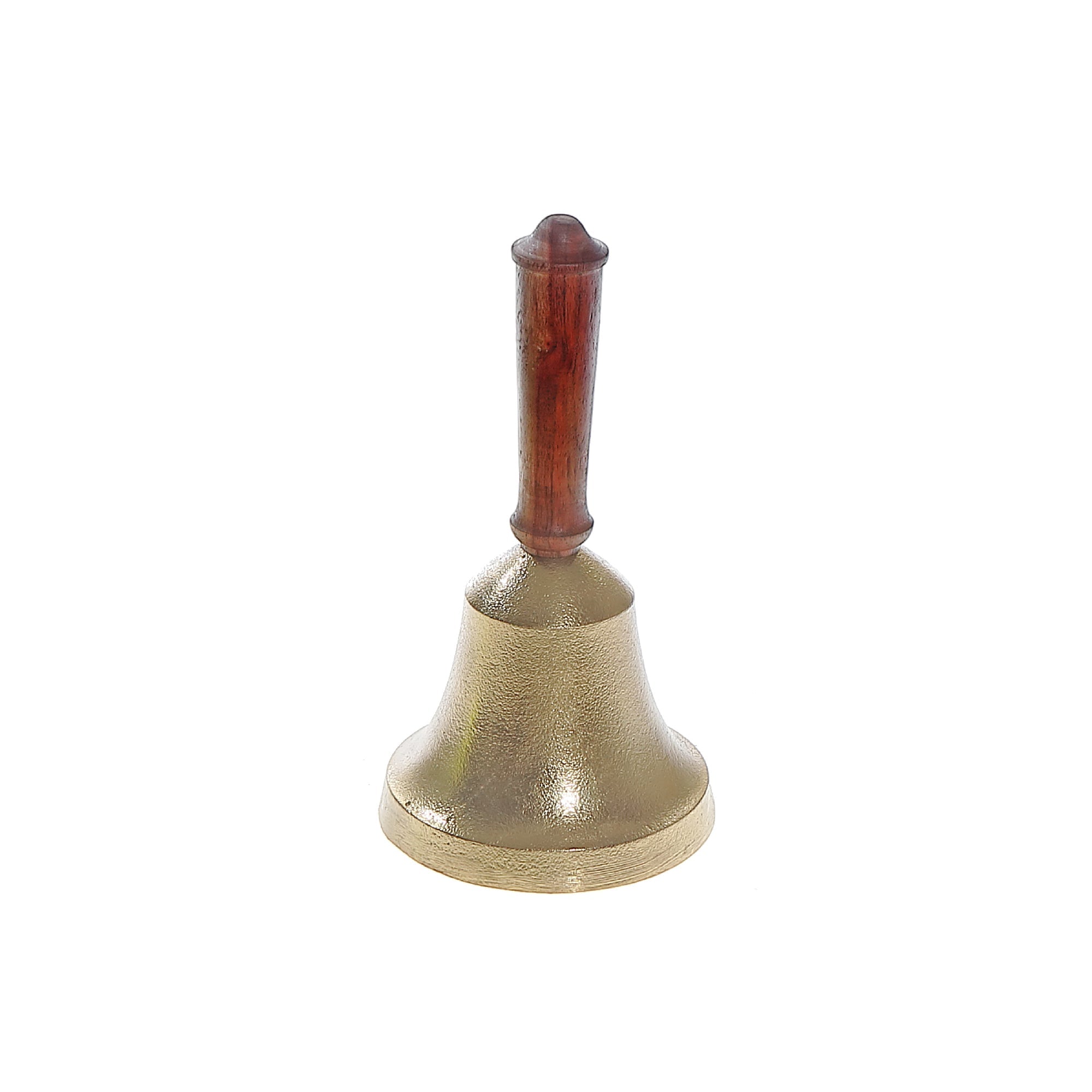 Bell With Acacia Handle, Decorative Bell With Acacia Handle, Metal And Wood Accent Piece, Tabletop Decor