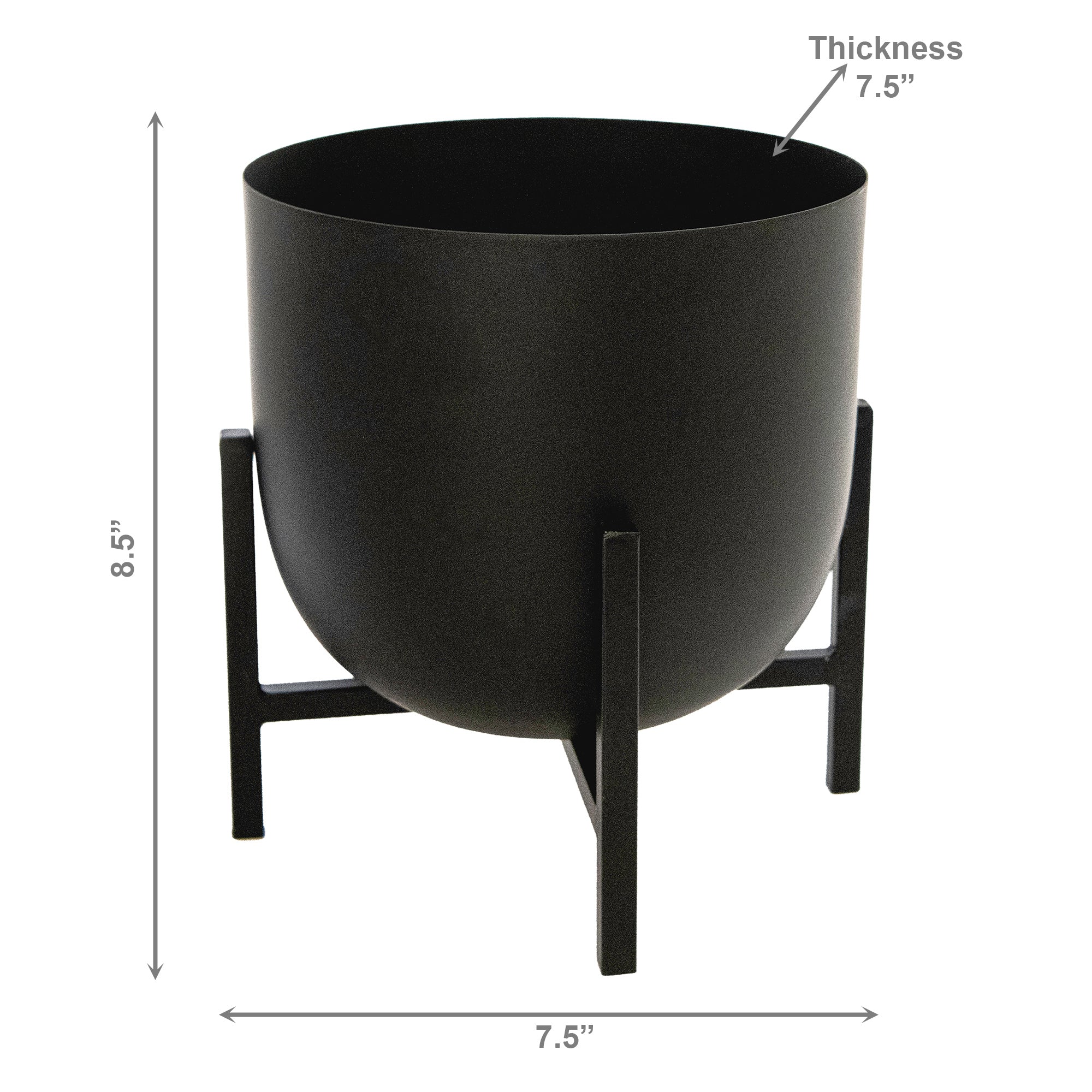 7.5" Black Round Planter with Raised Stand