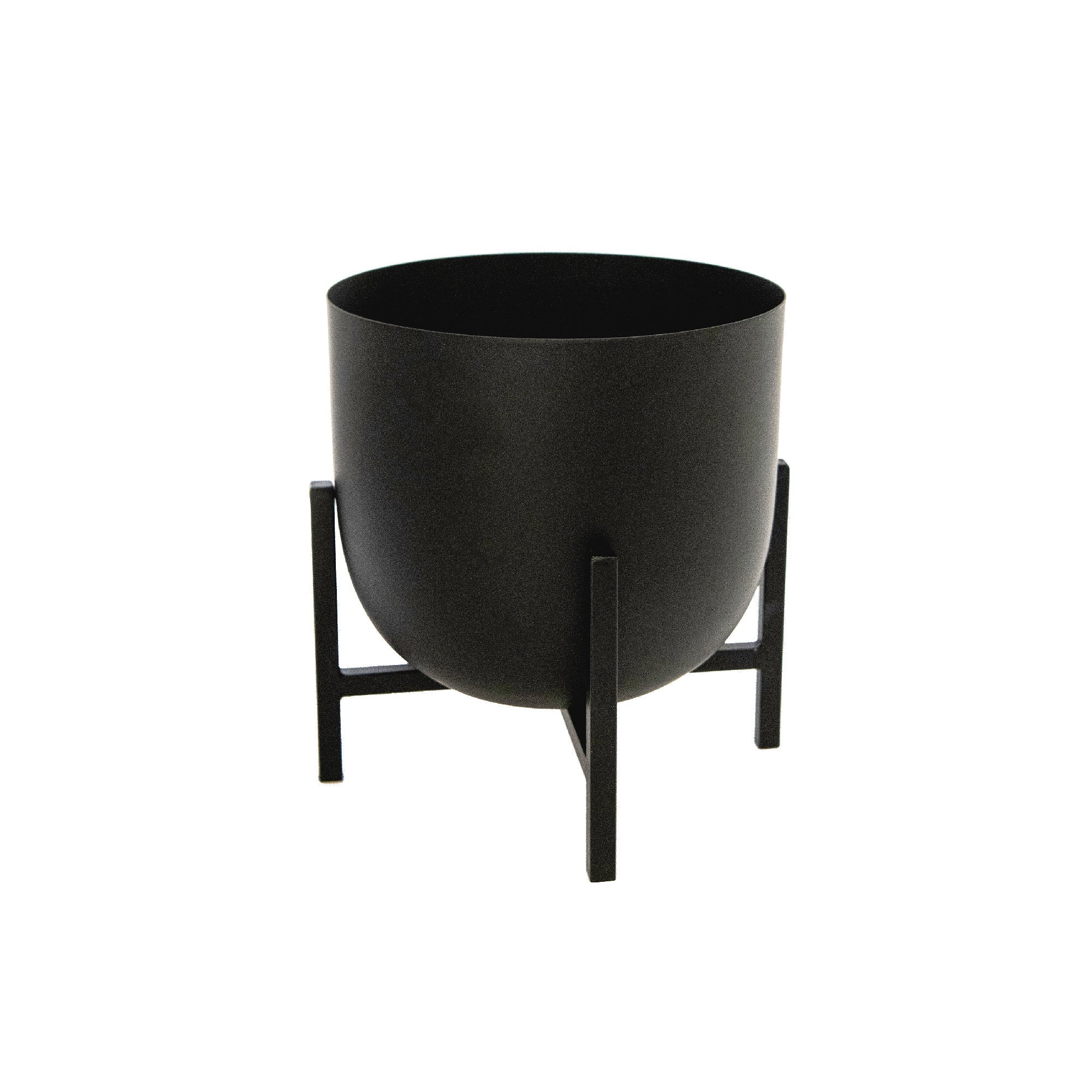 7.5" Black Round Planter with Raised Stand