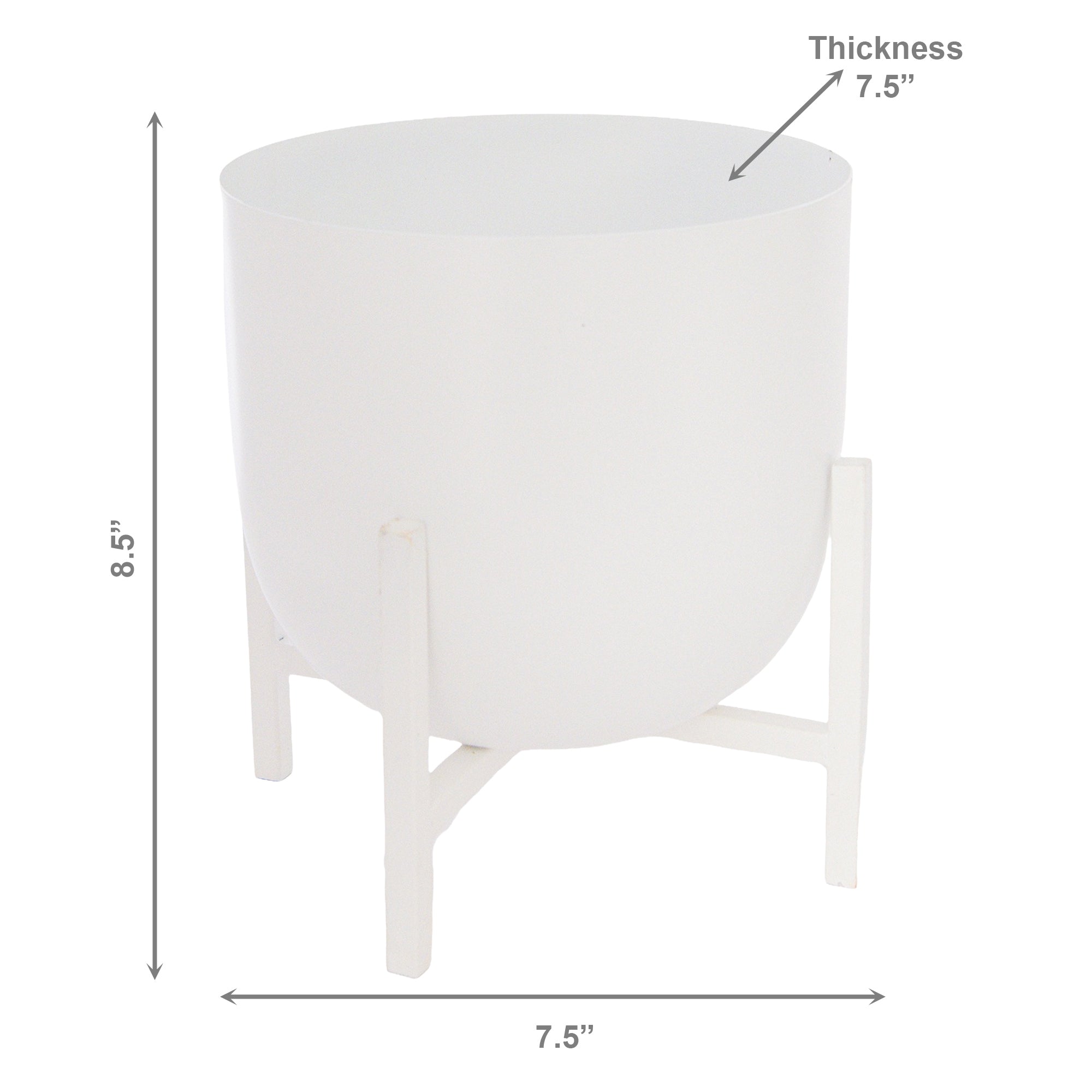7.5" White Round Planter with Raised Stand