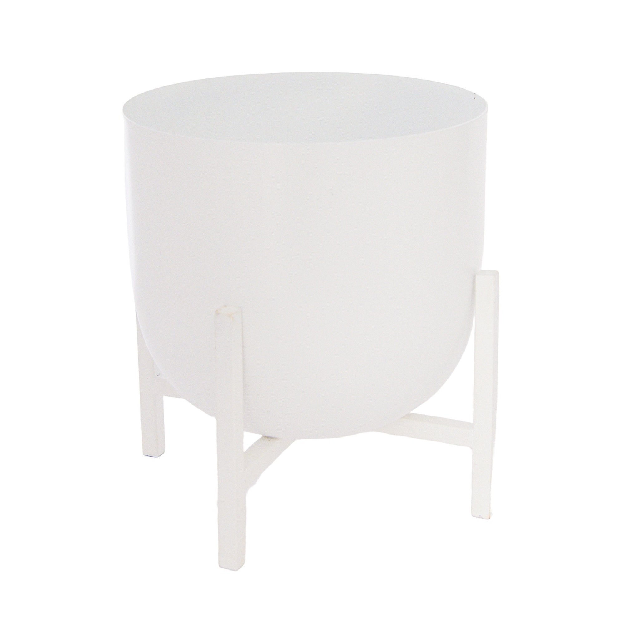 7.5" White Round Planter with Raised Stand
