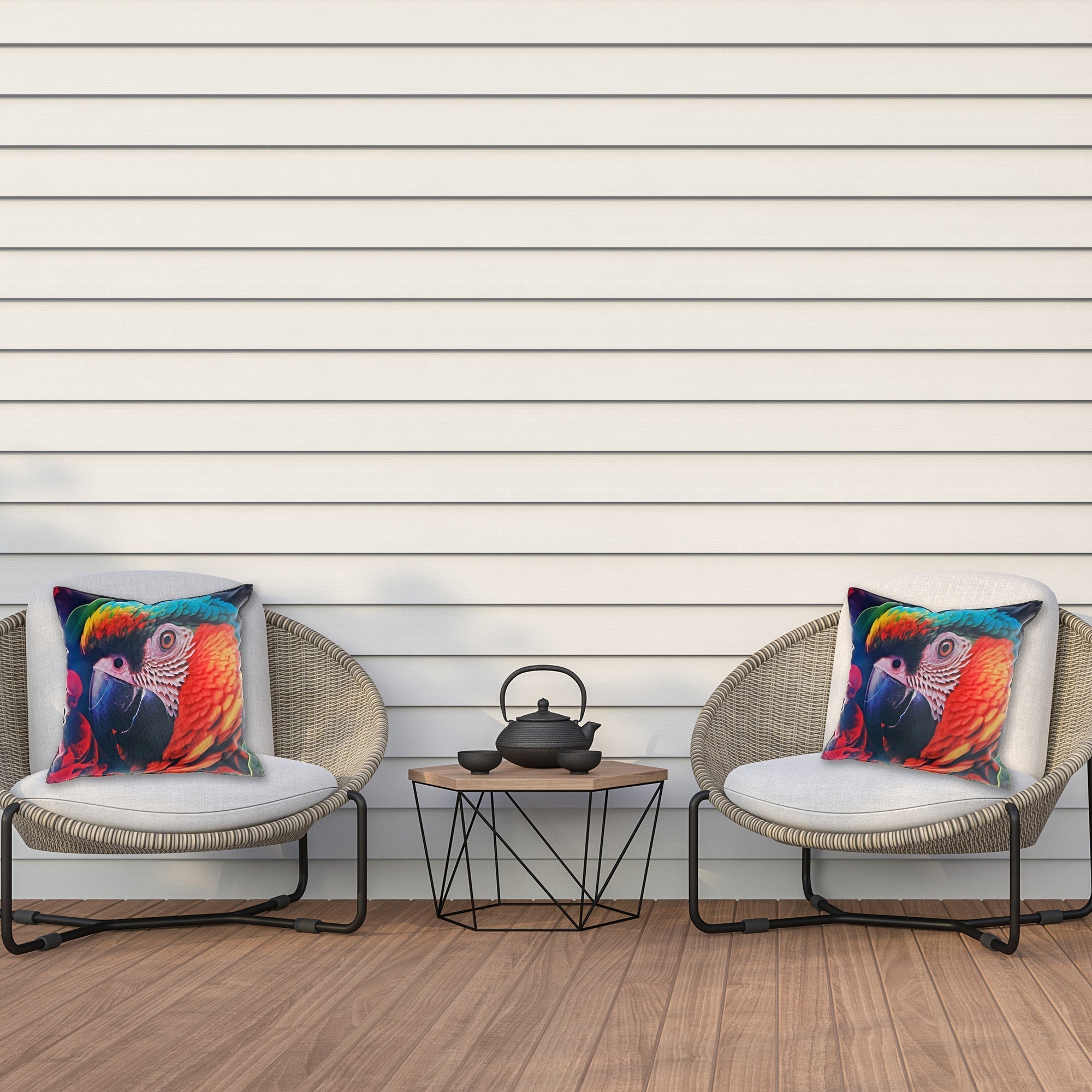 Outdoor Waterproof Cushion Parrot Set Of 2, Parrot Print Outdoor Pillow, Tropical Patio Cushion, Weather Resistant Seat Decor