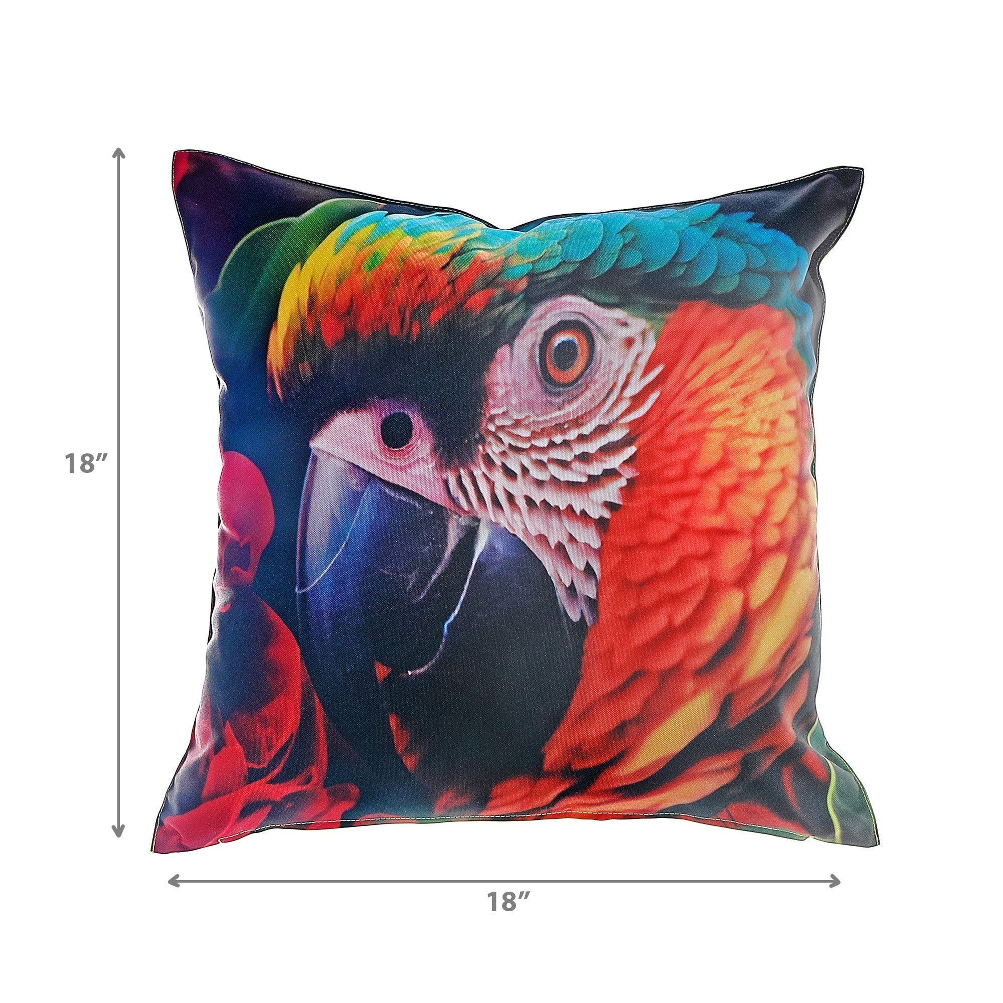Outdoor Waterproof Cushion Parrot Set Of 2, Parrot Print Outdoor Pillow, Tropical Patio Cushion, Weather Resistant Seat Decor