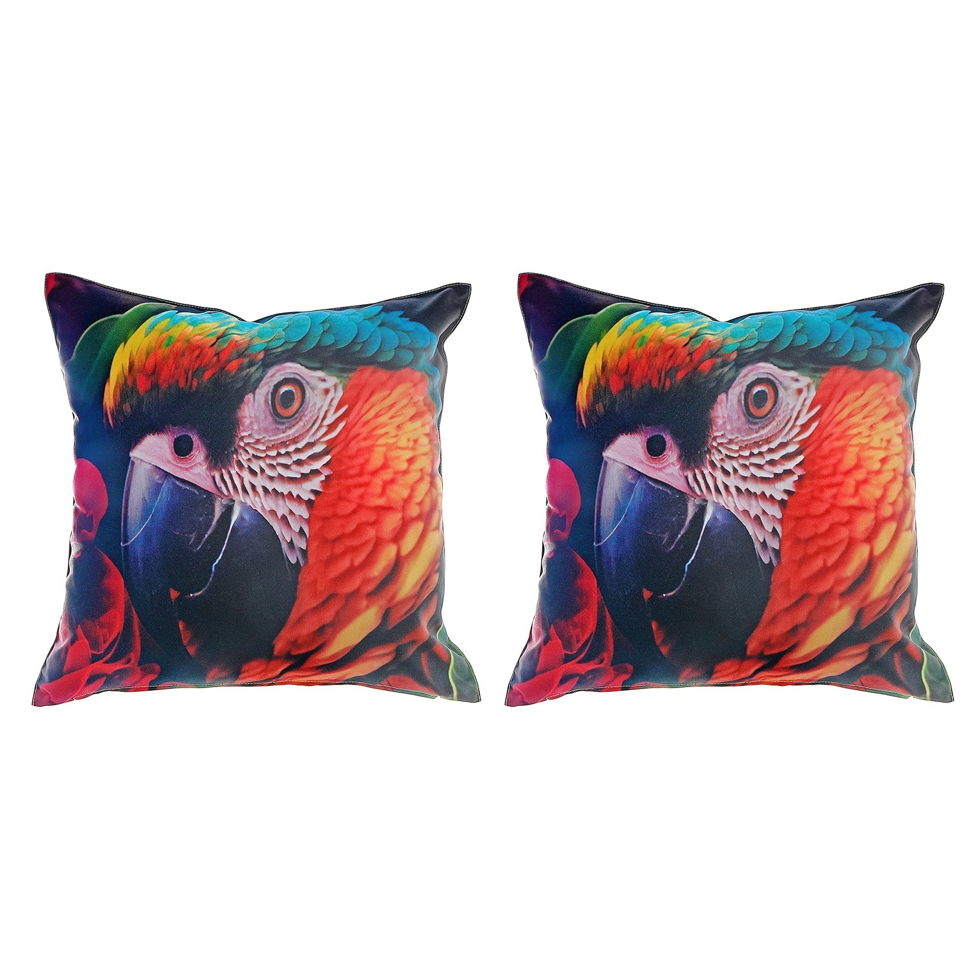 Outdoor Waterproof Cushion Parrot Set Of 2, Parrot Print Outdoor Pillow, Tropical Patio Cushion, Weather Resistant Seat Decor