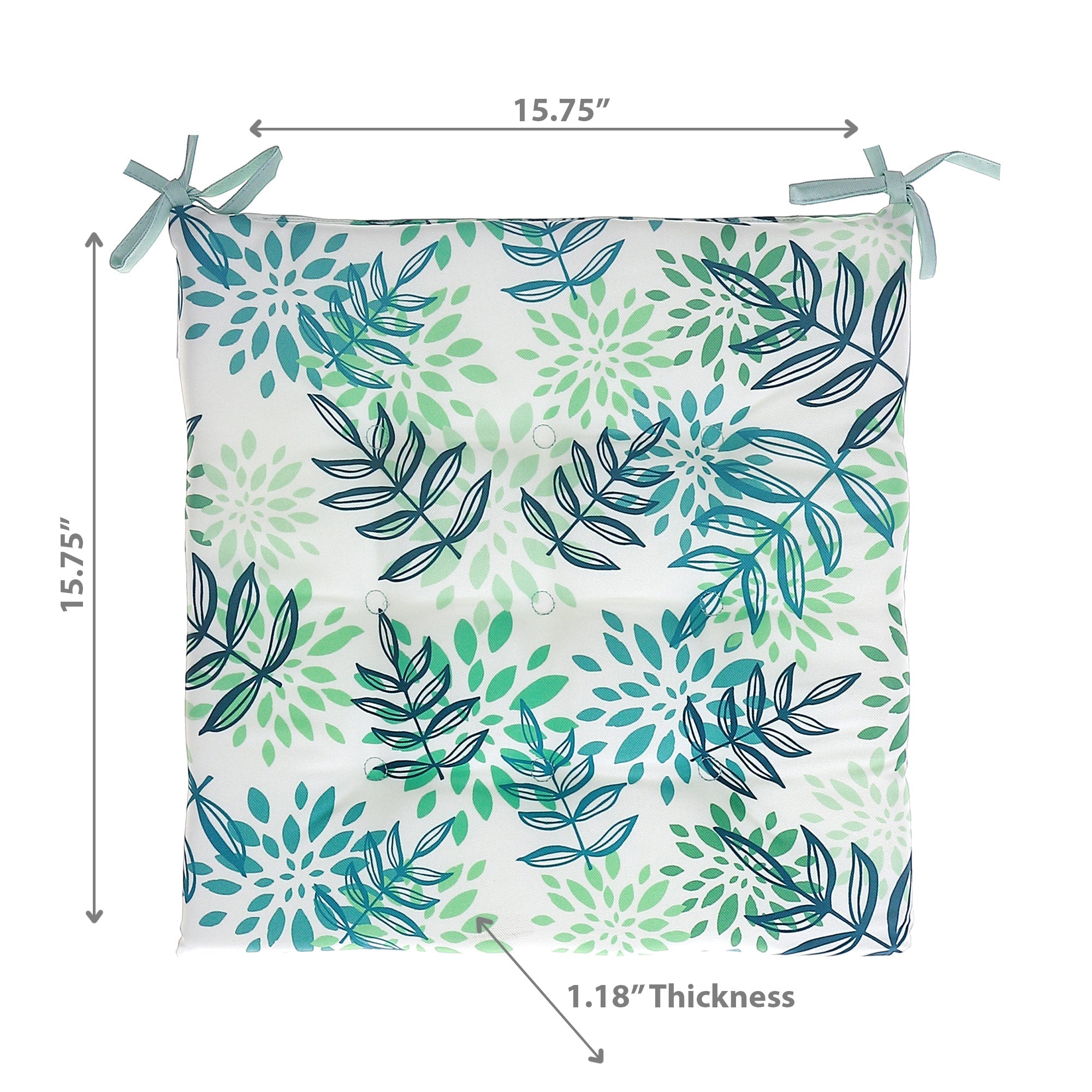 April Outdoor Tufted Chair Pad Leaves 16 X 16 Inch Set Of 2, Outdoor Patio Seat Cushion