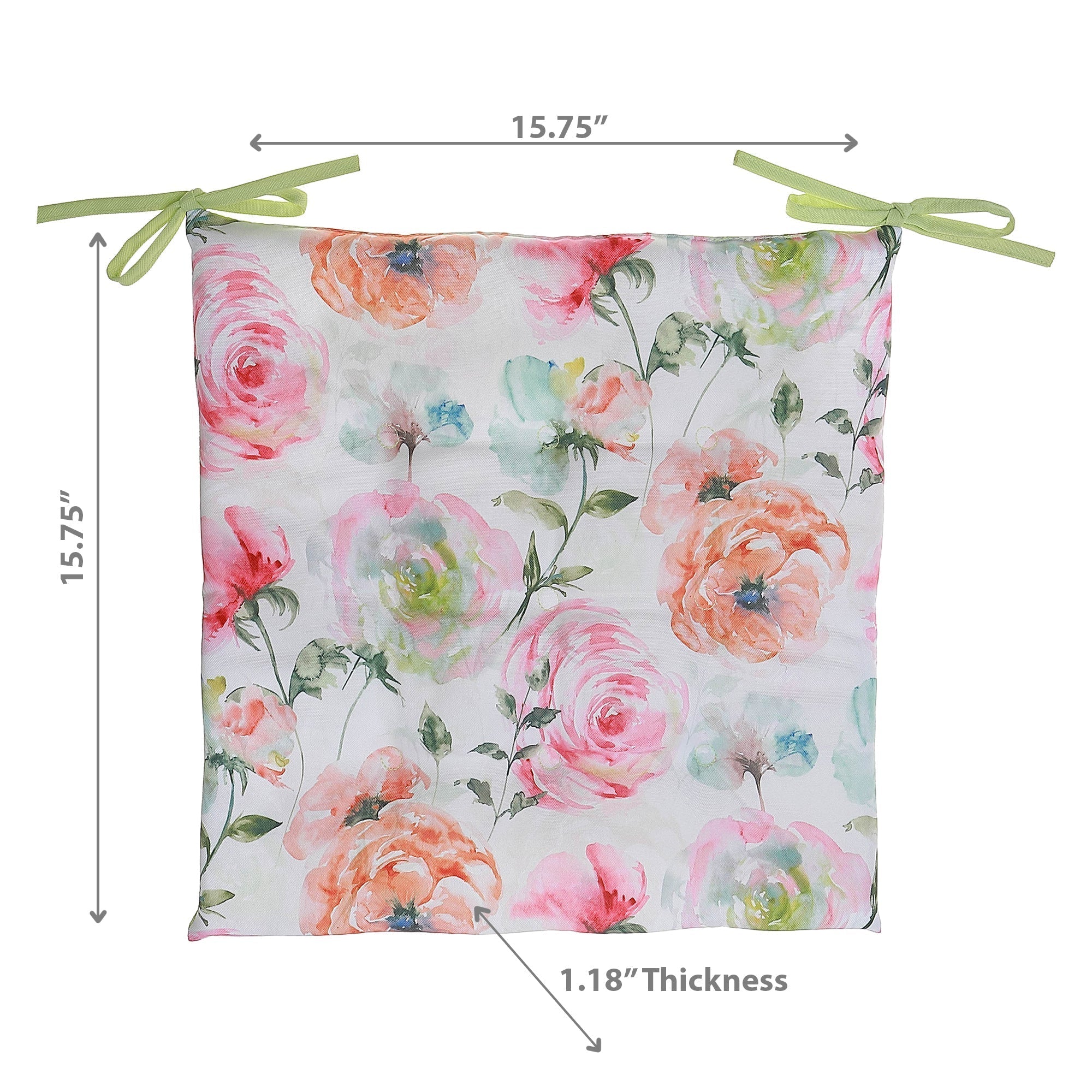 April Outdoor Tufted Chair Pad Ranunculus 16 X 16 Inch Set Of 2, Patio Seat Cushion, Outdoor Decor