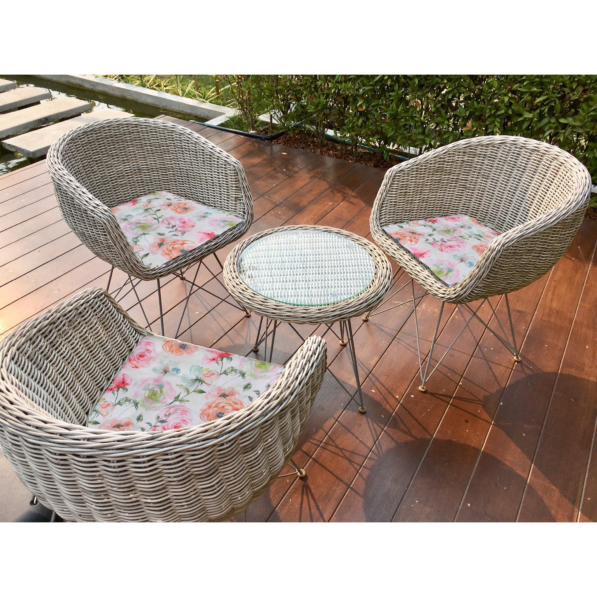 April Outdoor Chair Pad Ranunculus Set Of 2, Comfortable Patio Cushion, Outdoor Seating Decor