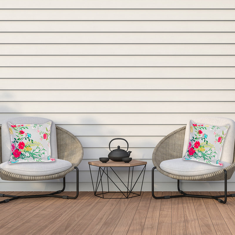 Botanical Print Outdoor Waterproof Cushion Wildflower - Set of 2