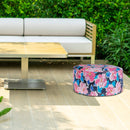 Botanical Print Outdoor Inflatable Pouf Pink Blossom