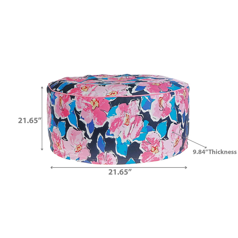 Botanical Print Outdoor Inflatable Pouf Pink Blossom