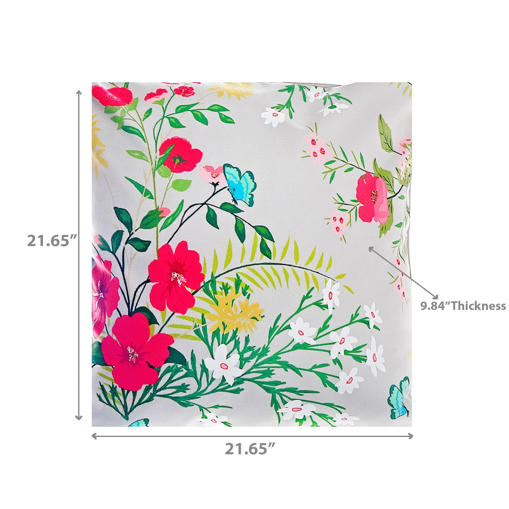 Botanical Print Outdoor Inflatable Pouf Wildflower, Wildflower Inflatable Outdoor Pouf, Patio Footrest, Garden Seating Decor