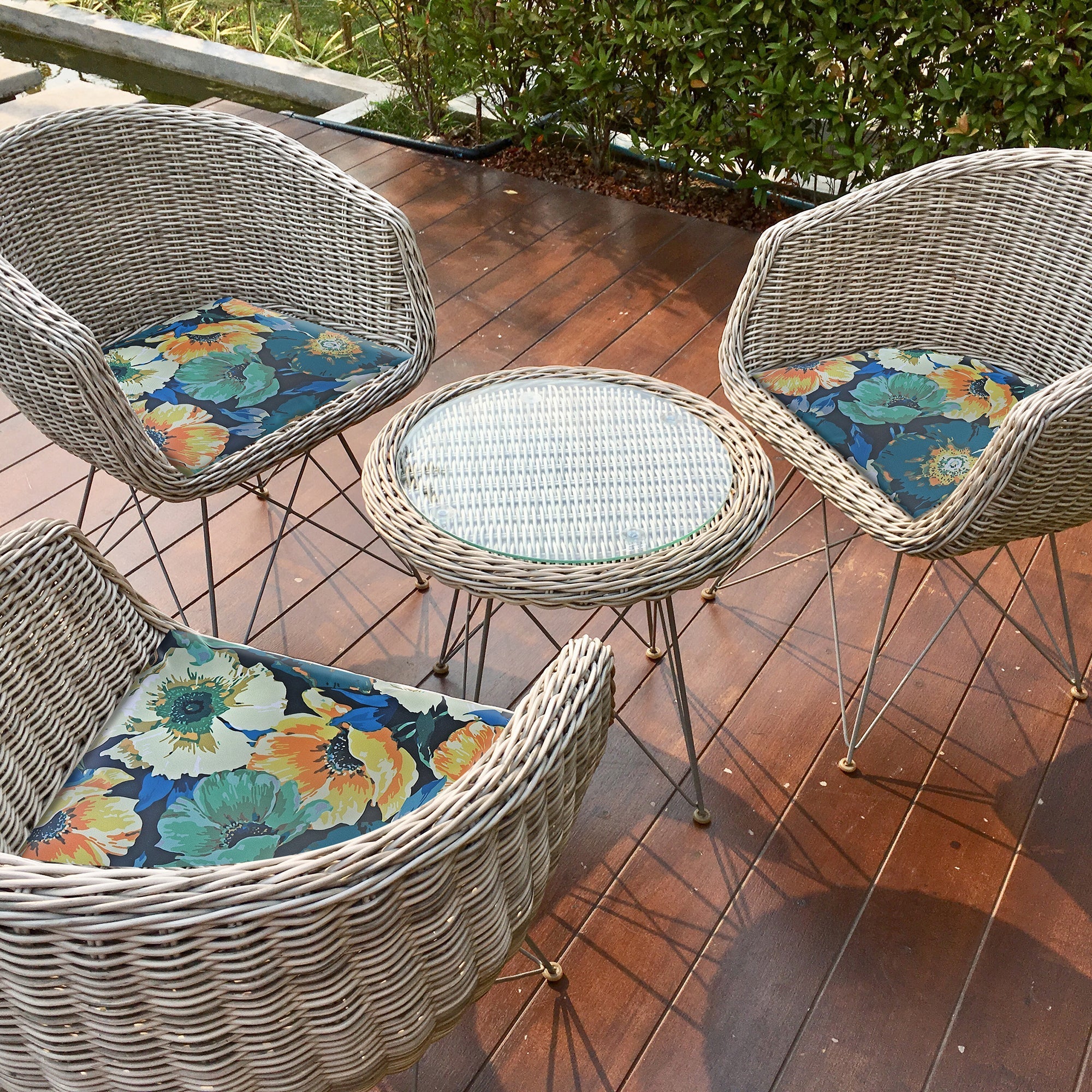 Botanical Print Outdoor Inflatable Pouf Yellow Green Blossom, Yellow Green Blossom Inflatable Pouf, Outdoor Footrest, Patio Seating Accent