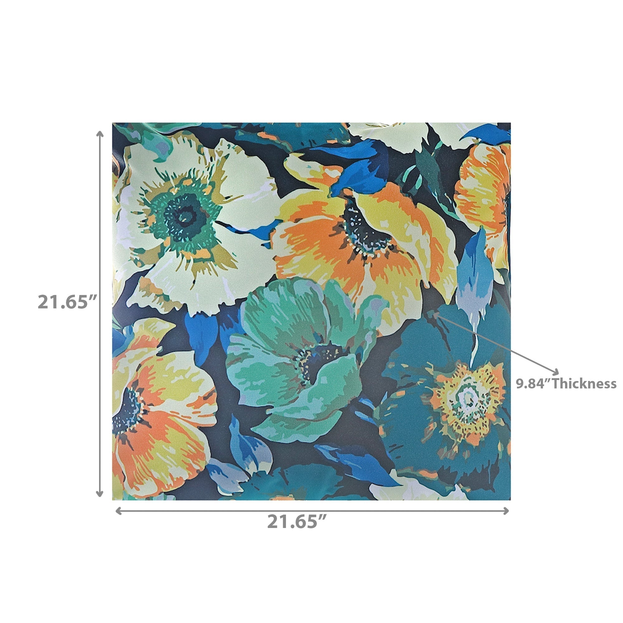 Botanical Print Outdoor Inflatable Pouf Yellow Green Blossom, Yellow Green Blossom Inflatable Pouf, Outdoor Footrest, Patio Seating Accent