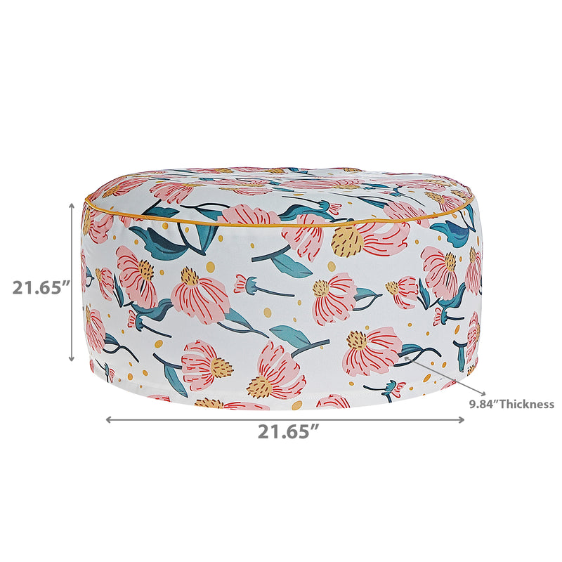 Botanical Print Outdoor Inflatable Pouf Coneflower