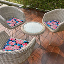 Botanical Print Outdoor Tufted Chair Pad Pink Blossom