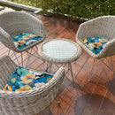 Botanical Print Outdoor Tufted Chair Pad Yellow Green Blossom