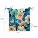 Botanical Print Outdoor Tufted Chair Pad Yellow Green Blossom