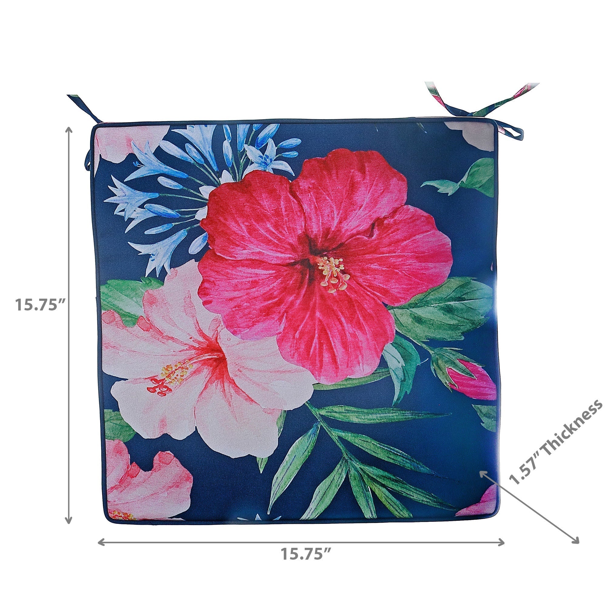 Botanical Print Outdoor Chair Pad Hibiscus, Hibiscus Outdoor Chair Pad, Tropical Patio Seat Cushion, Floral Garden Accent