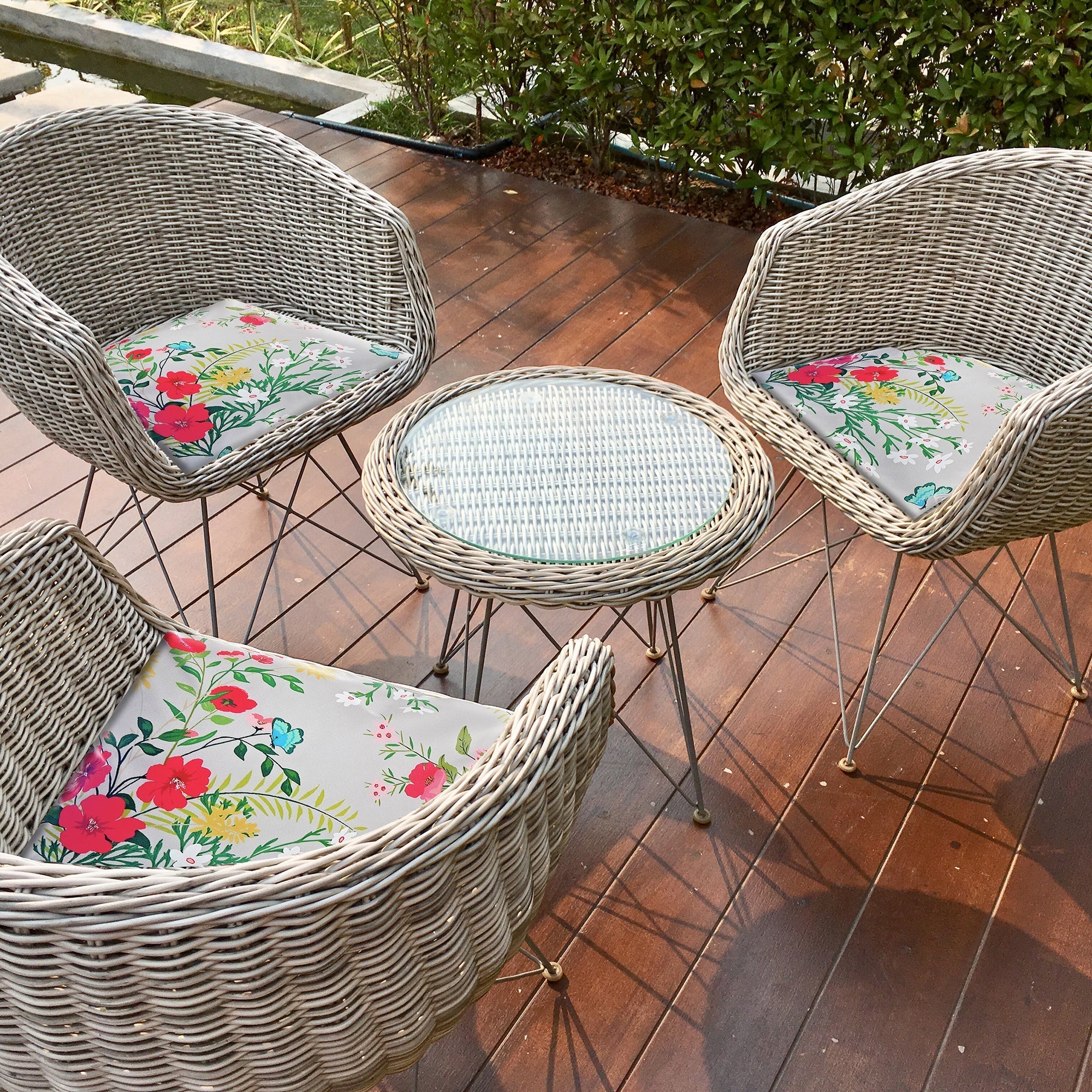Botanical Print Outdoor Chair Pad Wildflower, Wildflower Outdoor Chair Pad, Botanical Patio Seat Cushion, Garden Decor