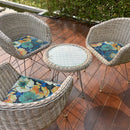 Botanical Print Outdoor Low Back Chair Pad Yellow Green Blossom