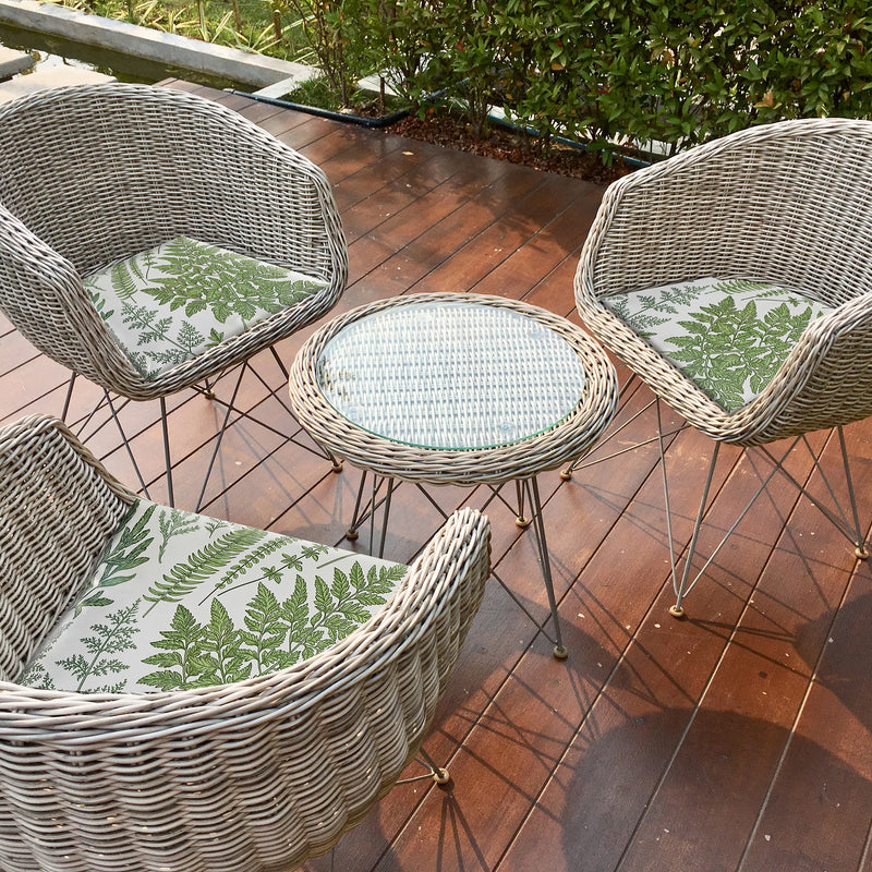 Botanical Print Outdoor High Back Chair Pad Fern