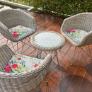 Botanical Print Outdoor High Back Chair Pad Wildflower