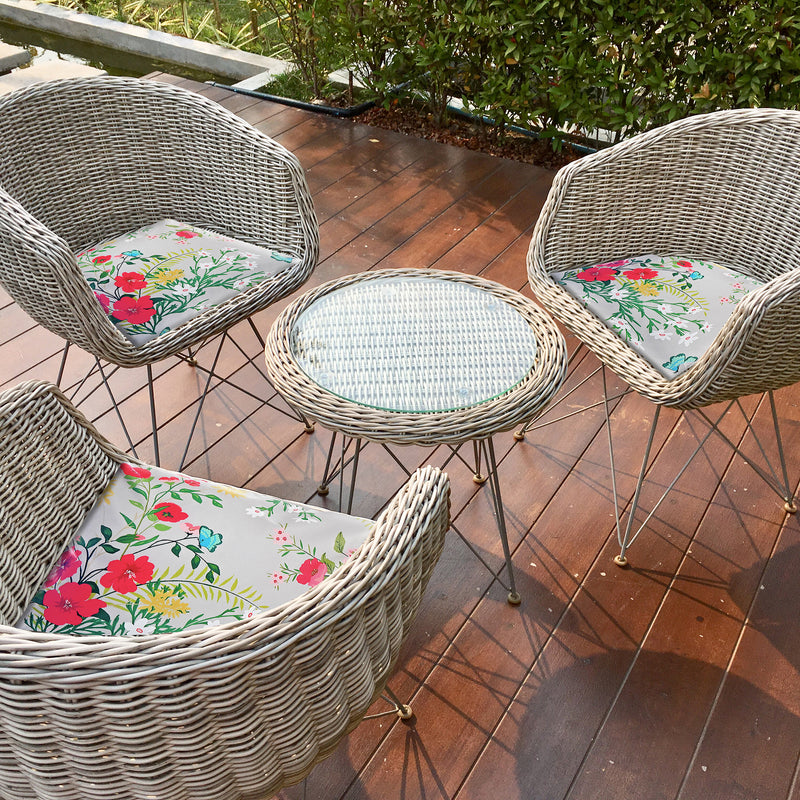 Botanical Print Outdoor High Back Chair Pad Wildflower