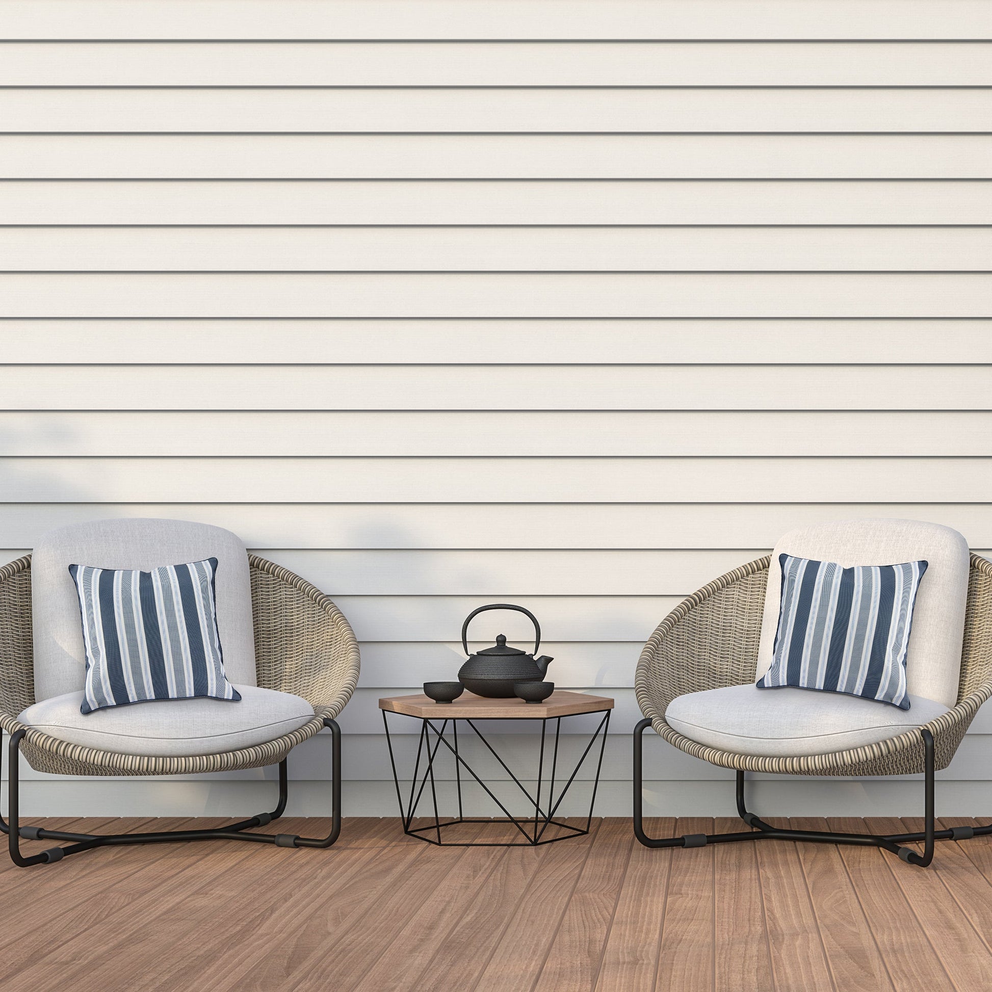 Blue Striped Outdoor Waterproof Throw Cushions, 2-Pack, Patio, Garden, Durable, Weather-Resistant
