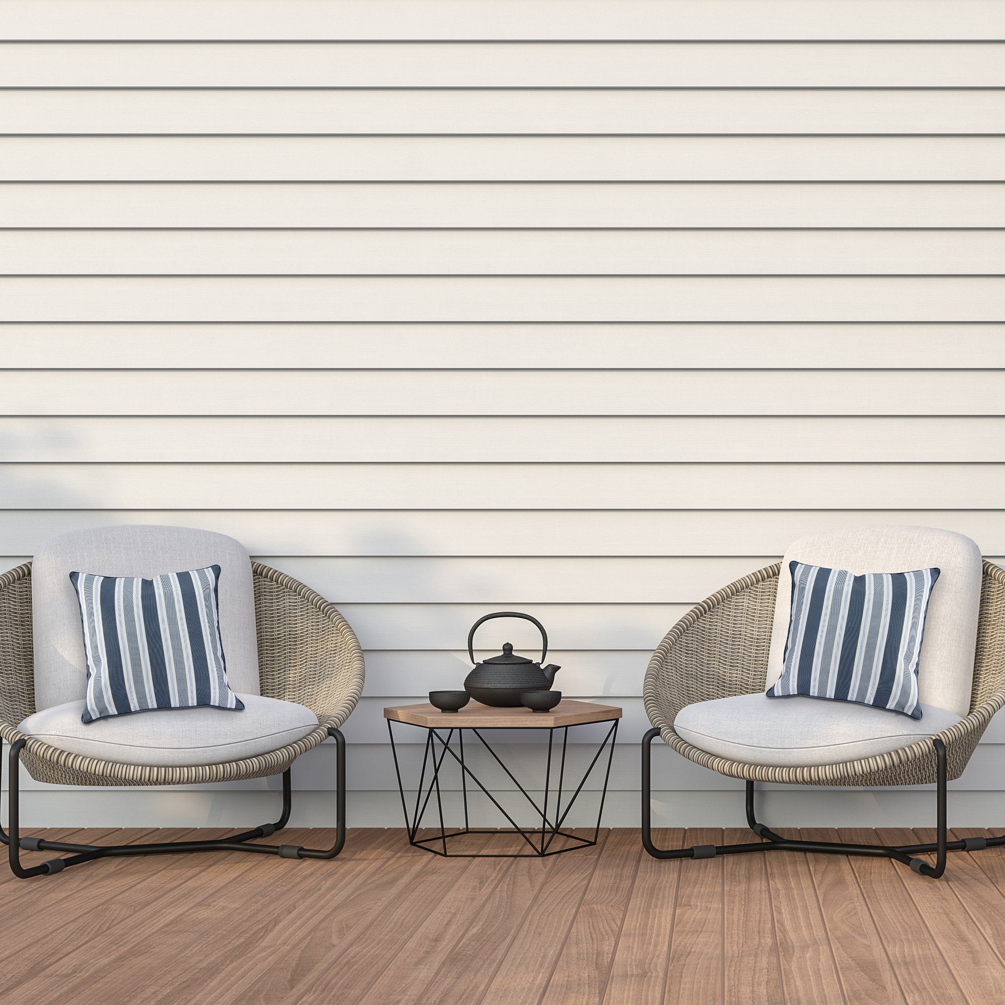 Blue Striped Outdoor Waterproof Throw Cushions, 2-Pack, Patio, Garden, Durable, Weather-Resistant