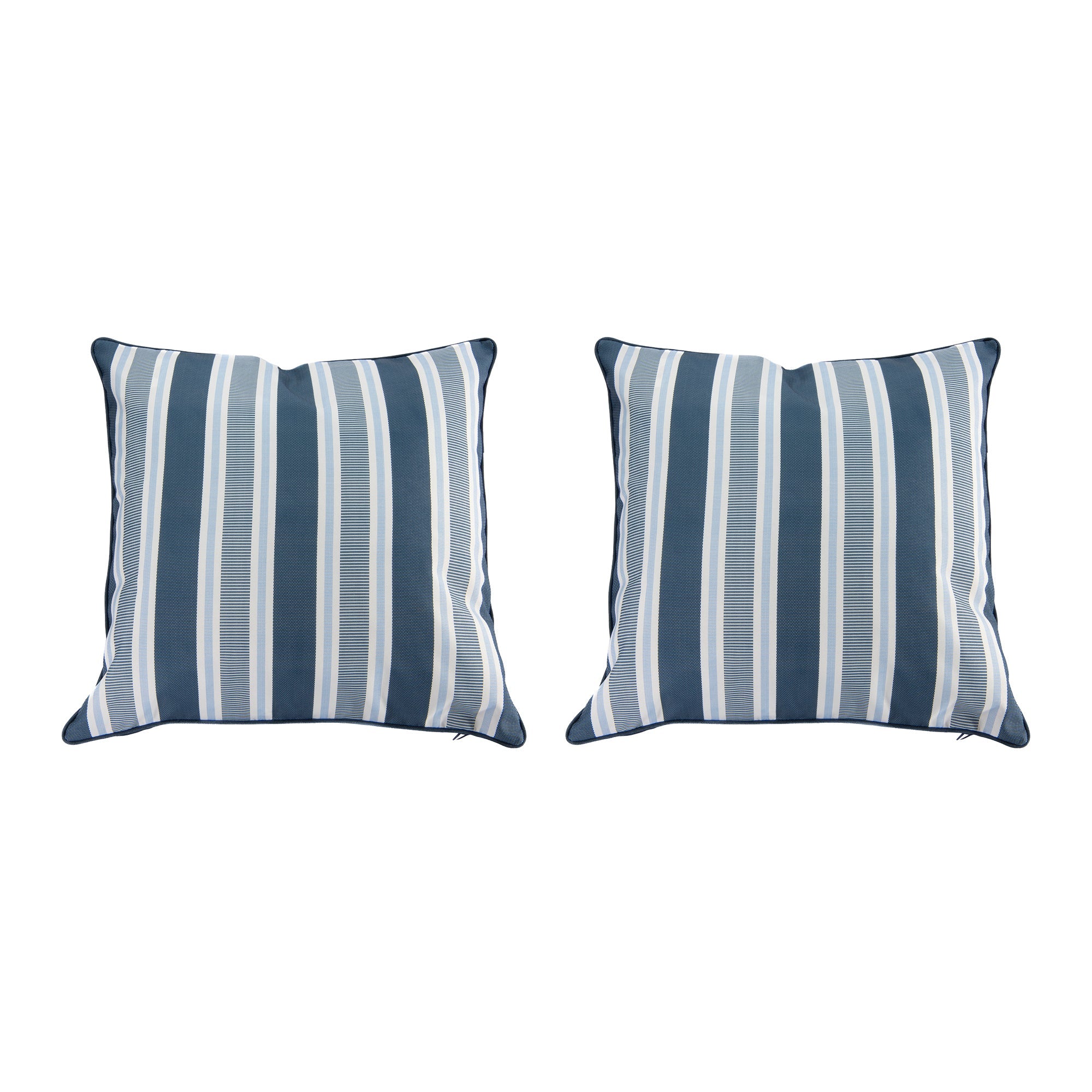 Blue Striped Outdoor Waterproof Throw Cushions, 2-Pack, Patio, Garden, Durable, Weather-Resistant