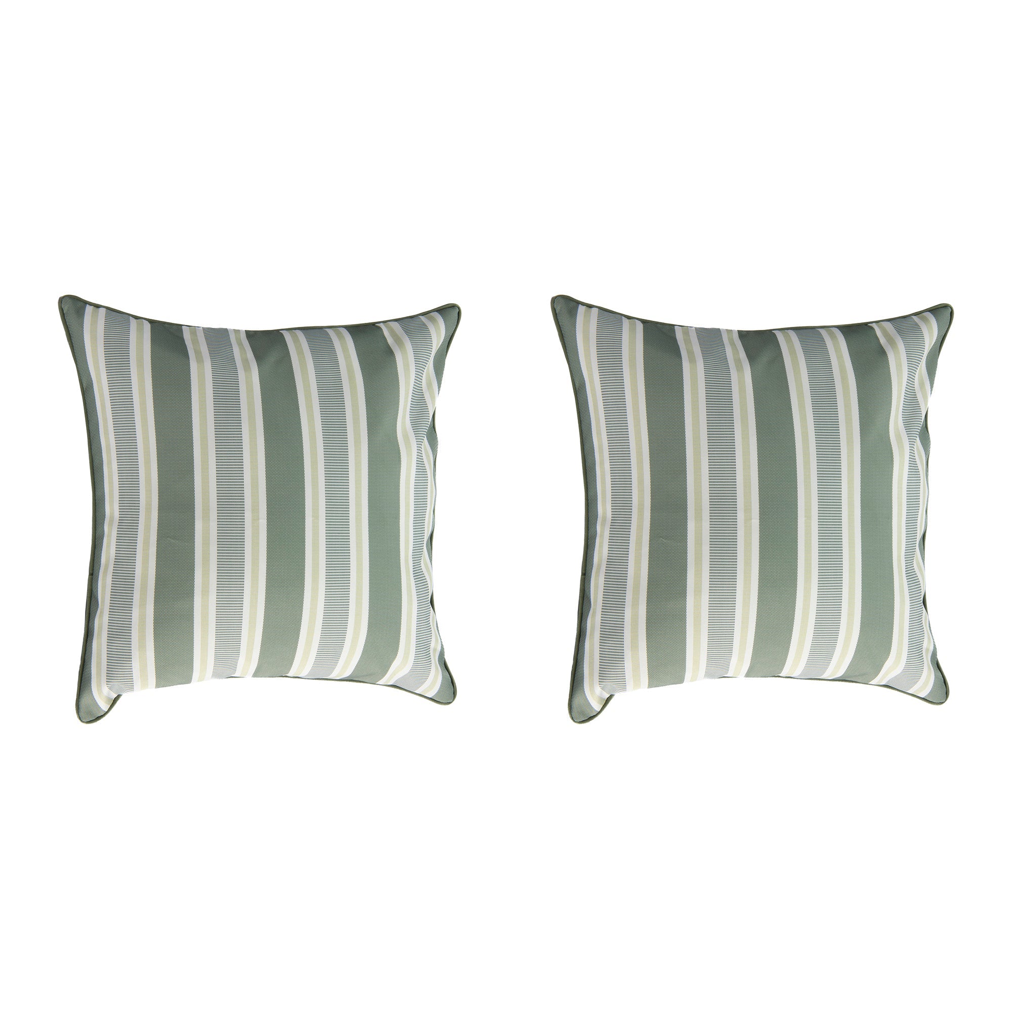Green Striped Outdoor Waterproof Throw Cushions, 2-Pack, Patio, Garden, Durable, Weather-Resistant
