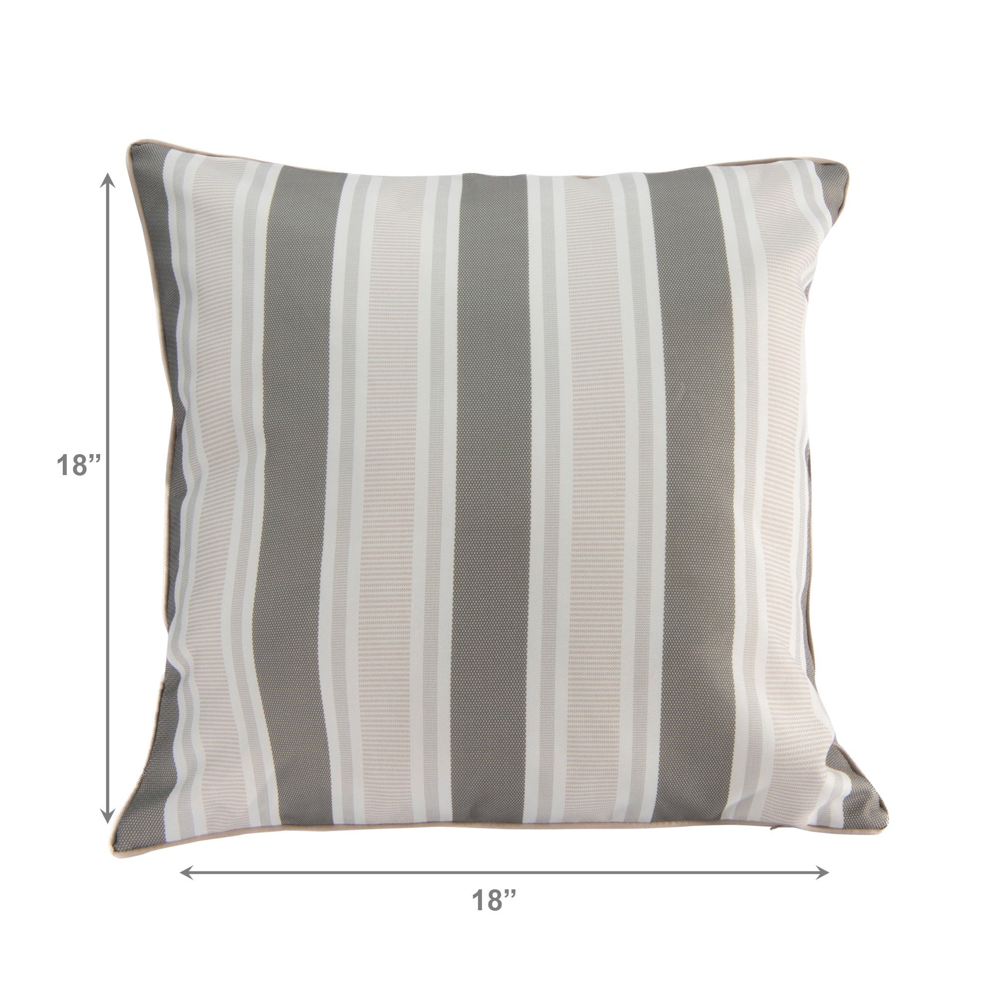 Taupe Striped Outdoor Waterproof Throw Cushions, 2-Pack, Patio, Garden, Durable, Weather-Resistant