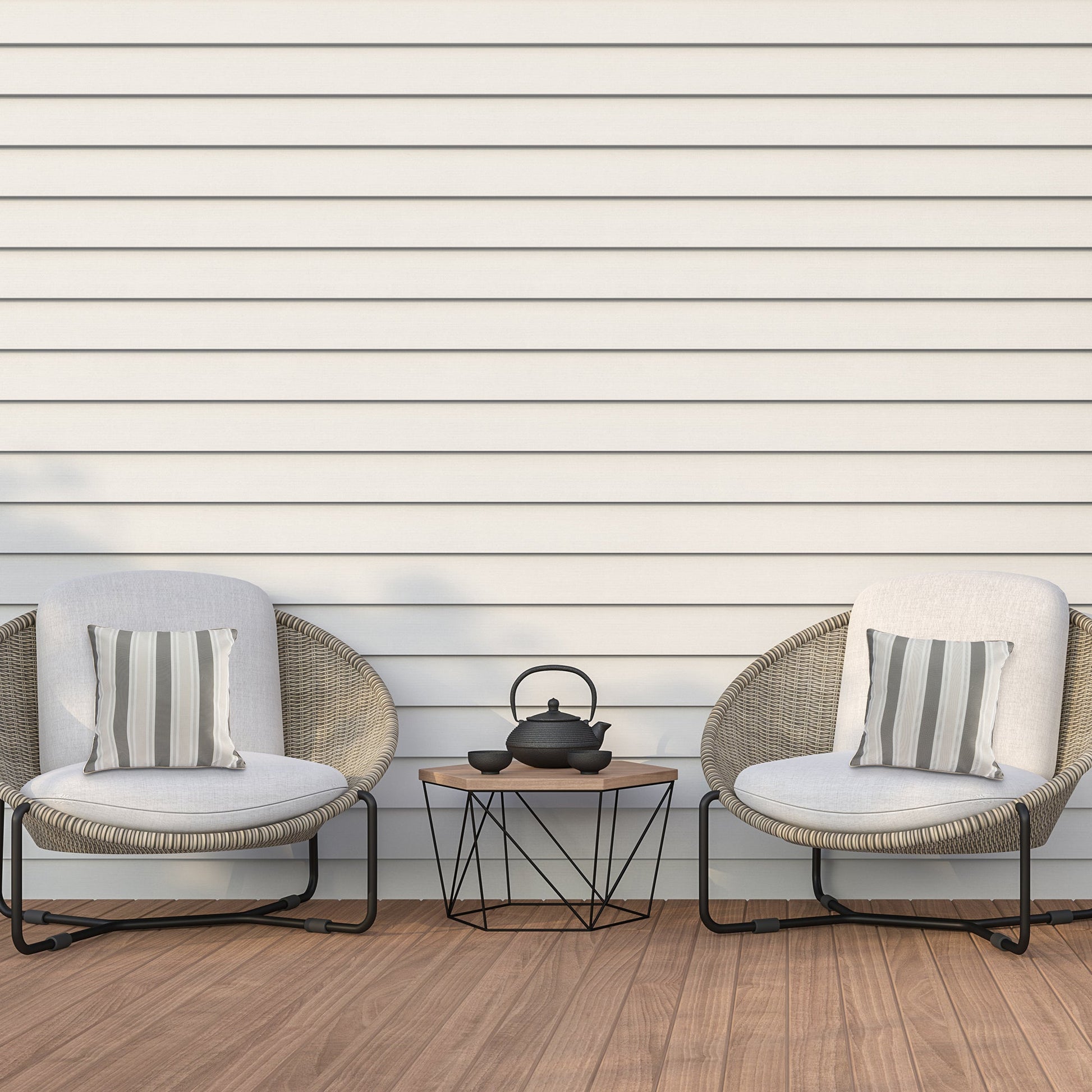 Taupe Striped Outdoor Waterproof Throw Cushions, 2-Pack, Patio, Garden, Durable, Weather-Resistant