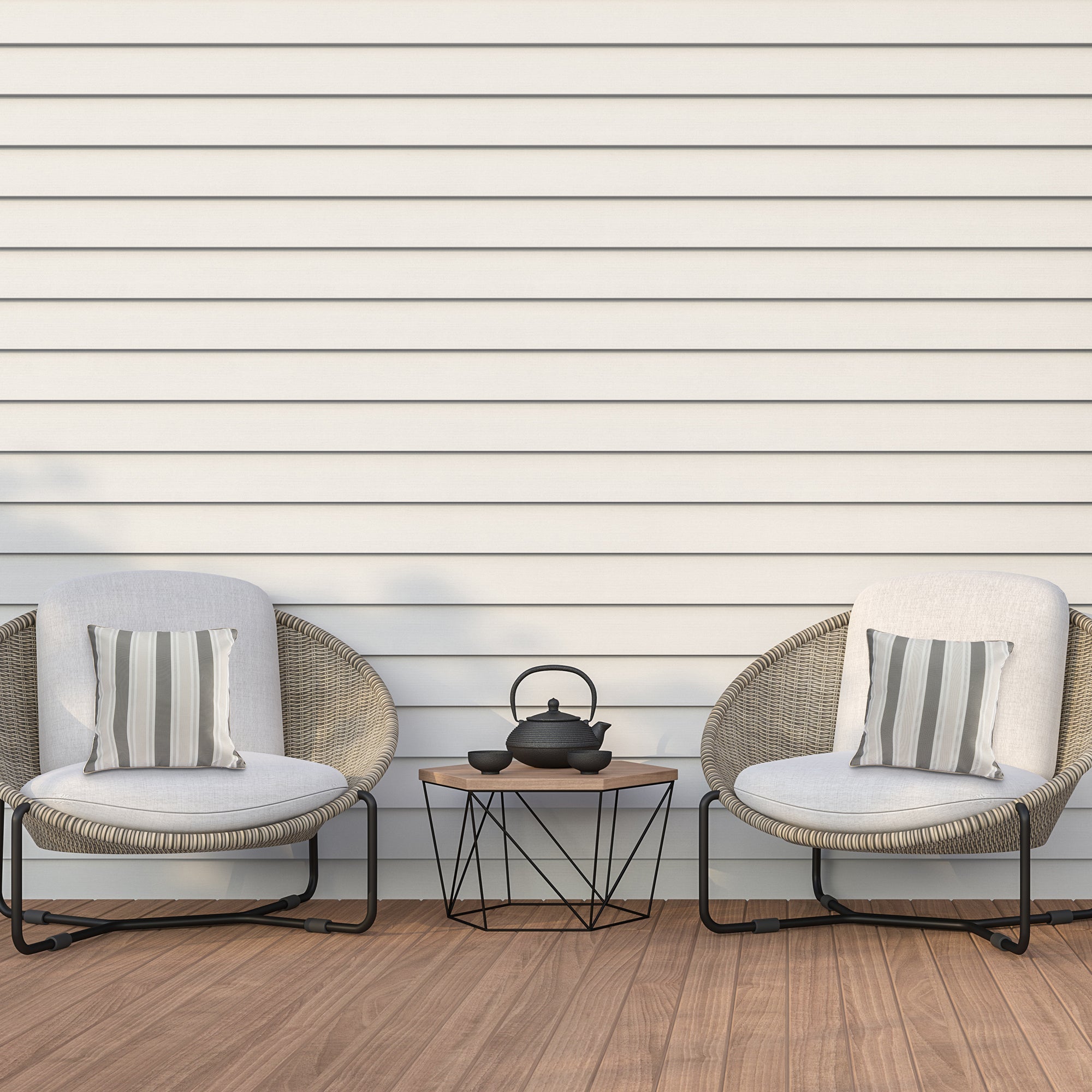 Taupe Striped Outdoor Waterproof Throw Cushions, 2-Pack, Patio, Garden, Durable, Weather-Resistant