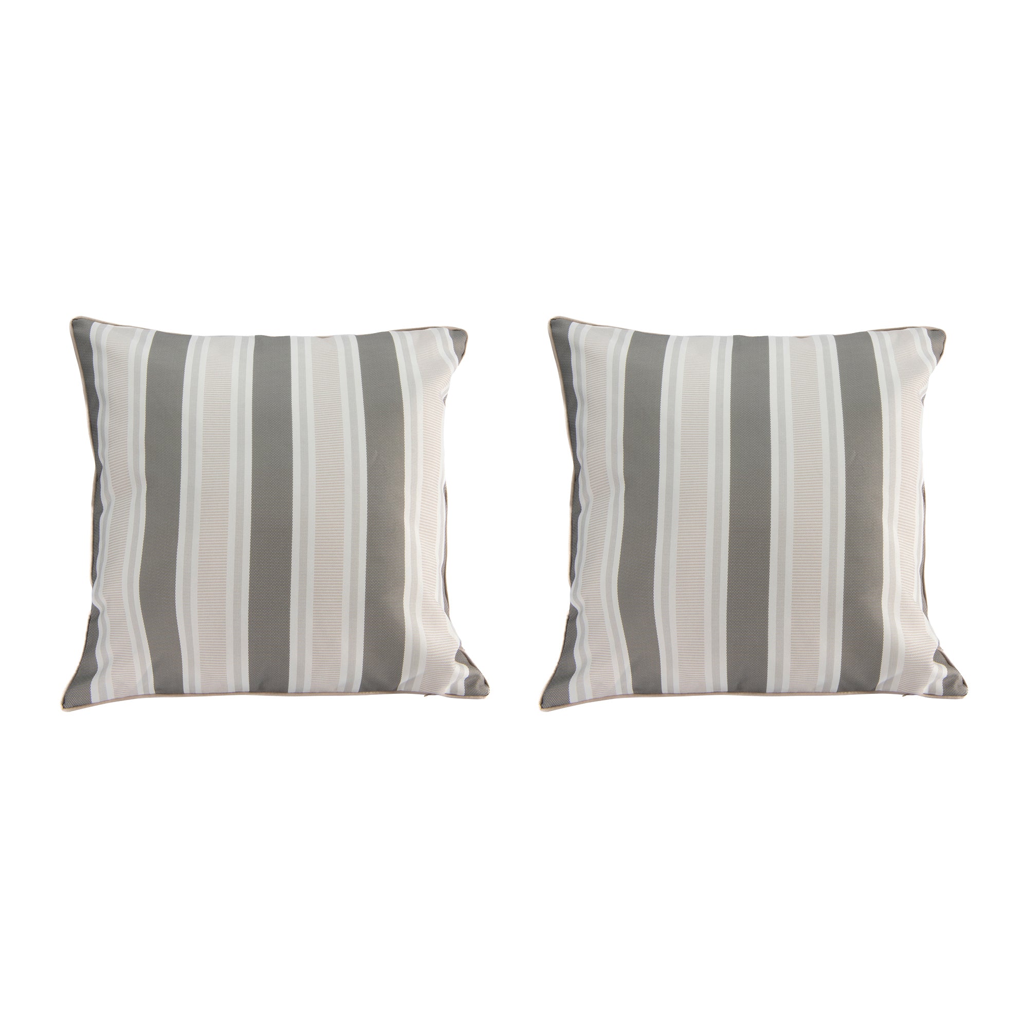 Taupe Striped Outdoor Waterproof Throw Cushions, 2-Pack, Patio, Garden, Durable, Weather-Resistant