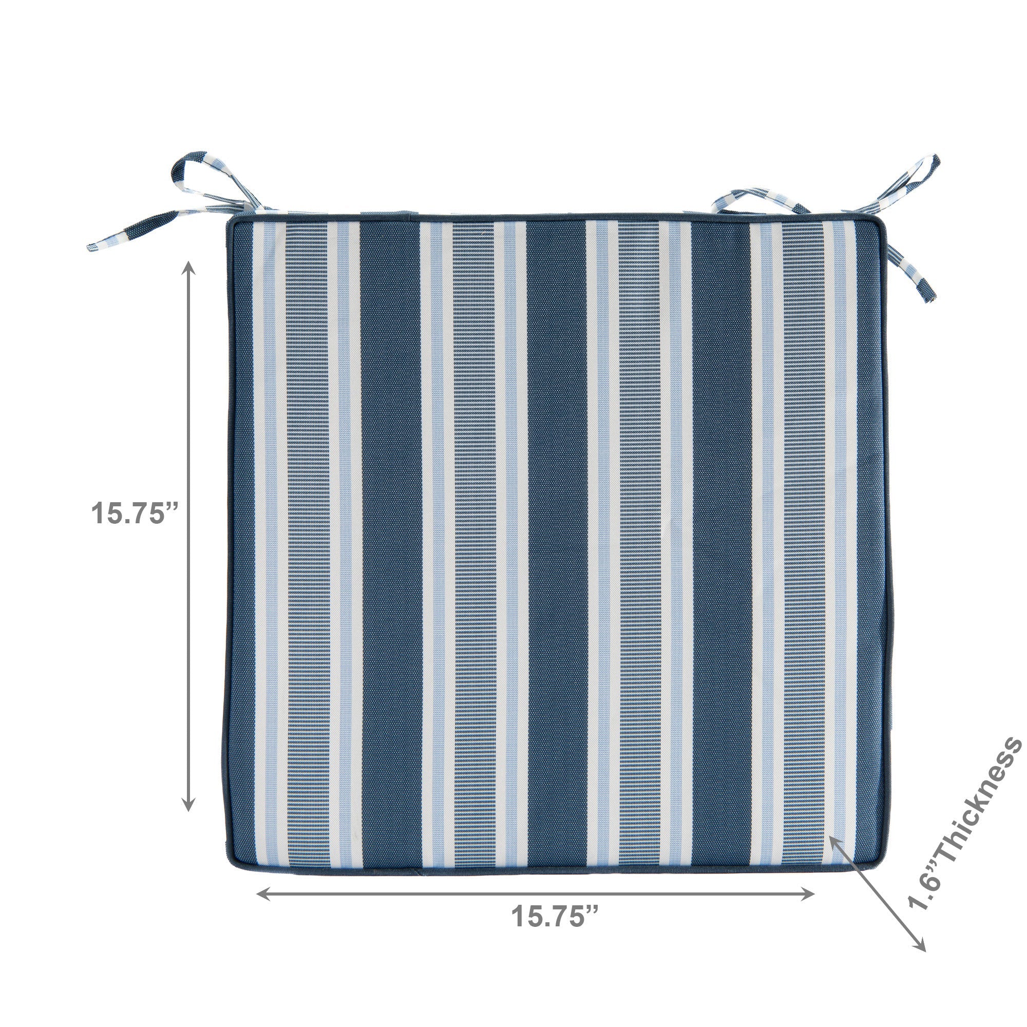Blue Striped Outdoor Chair Pads with Cushioning, 2-Pack, Patio Seating, Comfortable, Weather-Resistant