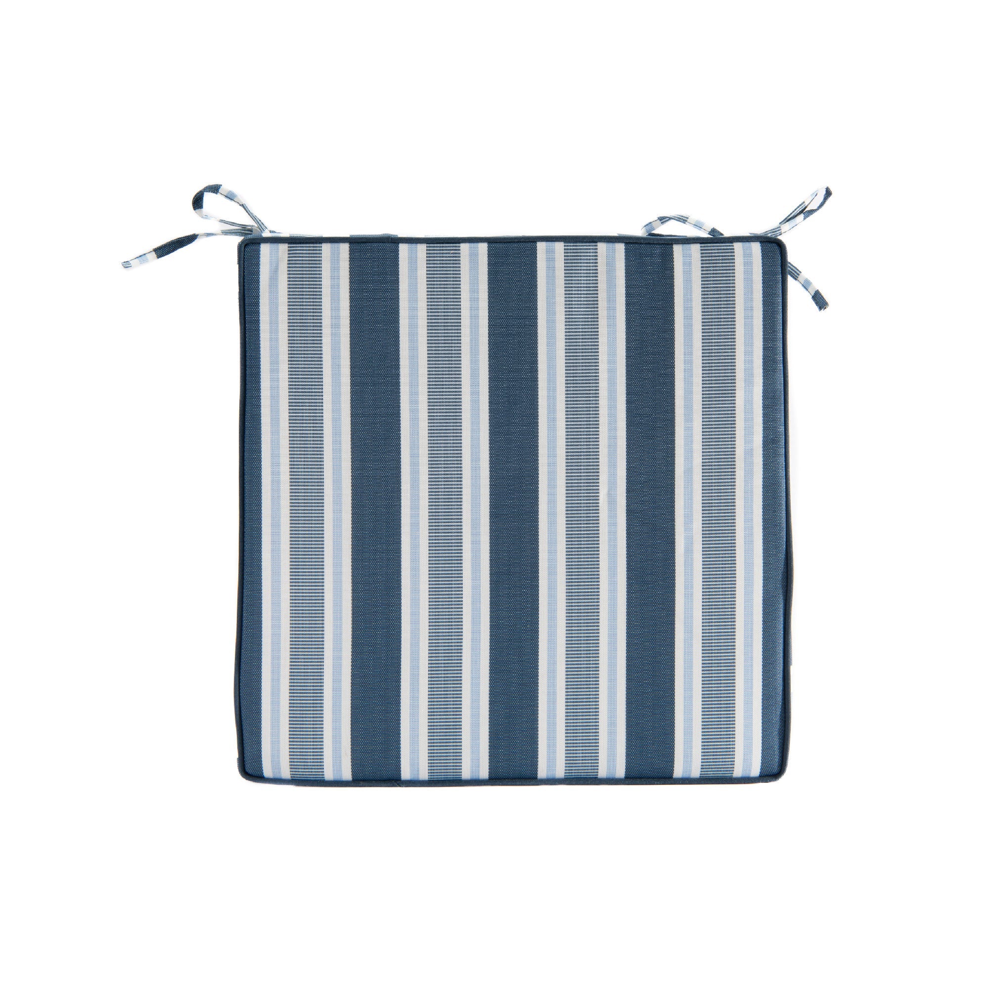 Blue Striped Outdoor Chair Pads with Cushioning, 2-Pack, Patio Seating, Comfortable, Weather-Resistant