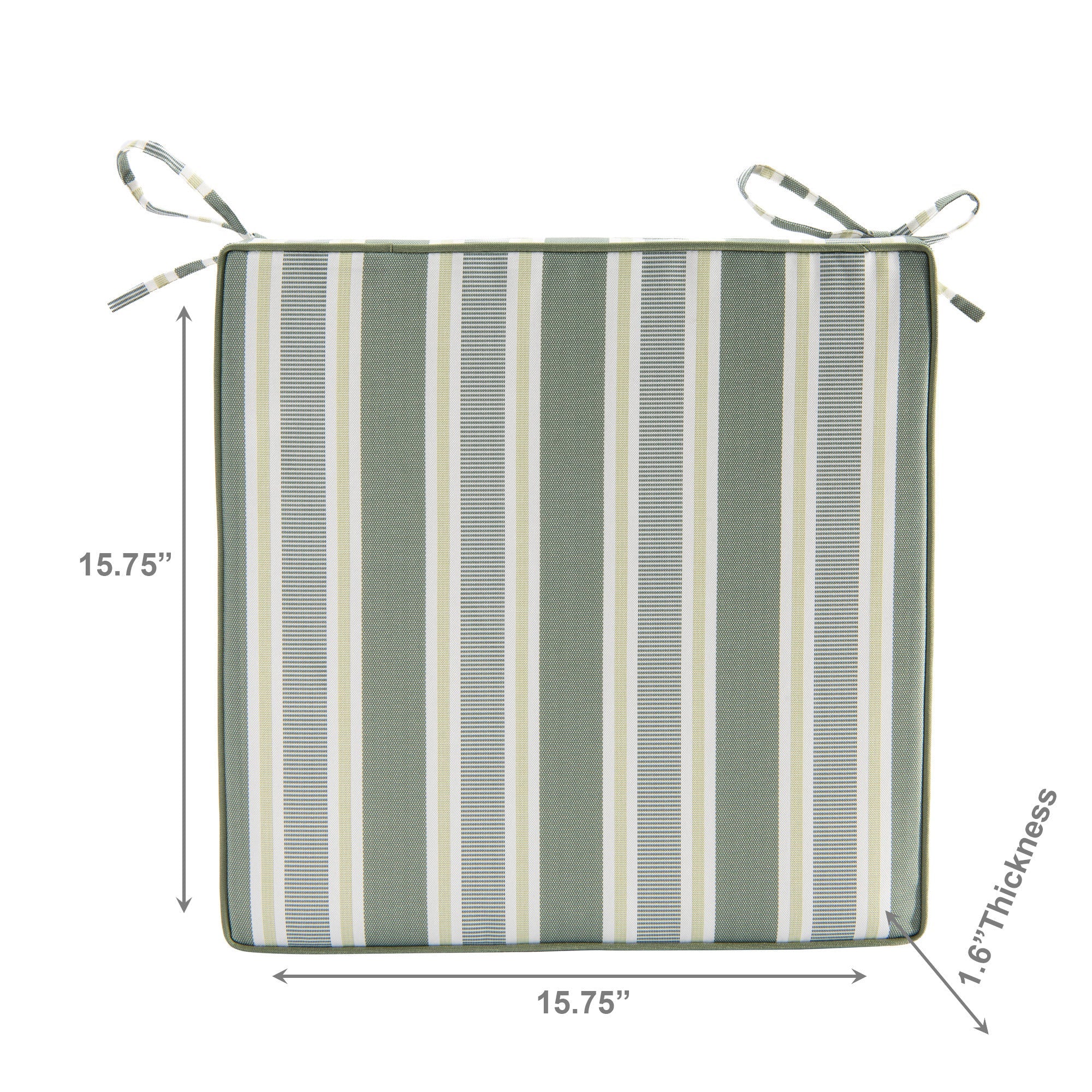Green Striped Outdoor Chair Pads with Cushioning, 2-Pack, Patio Seating, Comfortable, Weather-Resistant