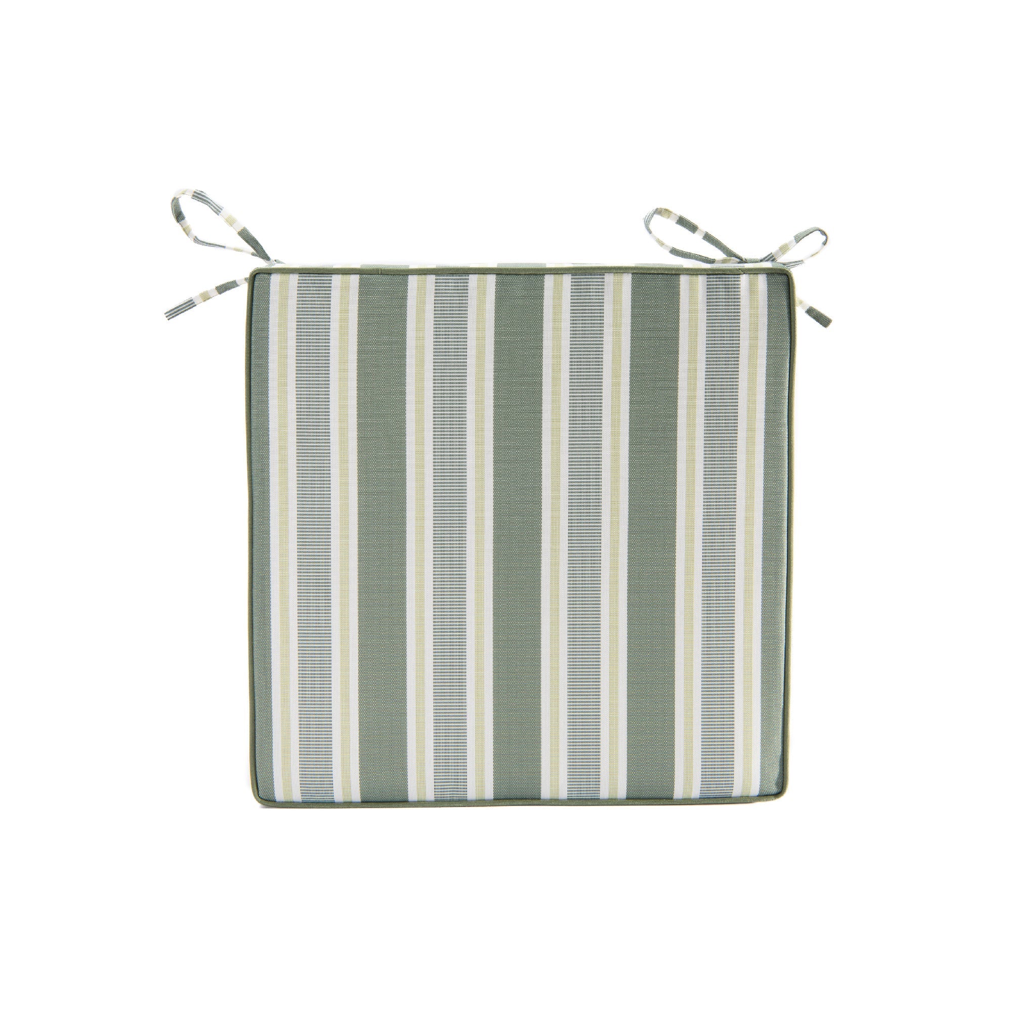 Green Striped Outdoor Chair Pads with Cushioning, 2-Pack, Patio Seating, Comfortable, Weather-Resistant