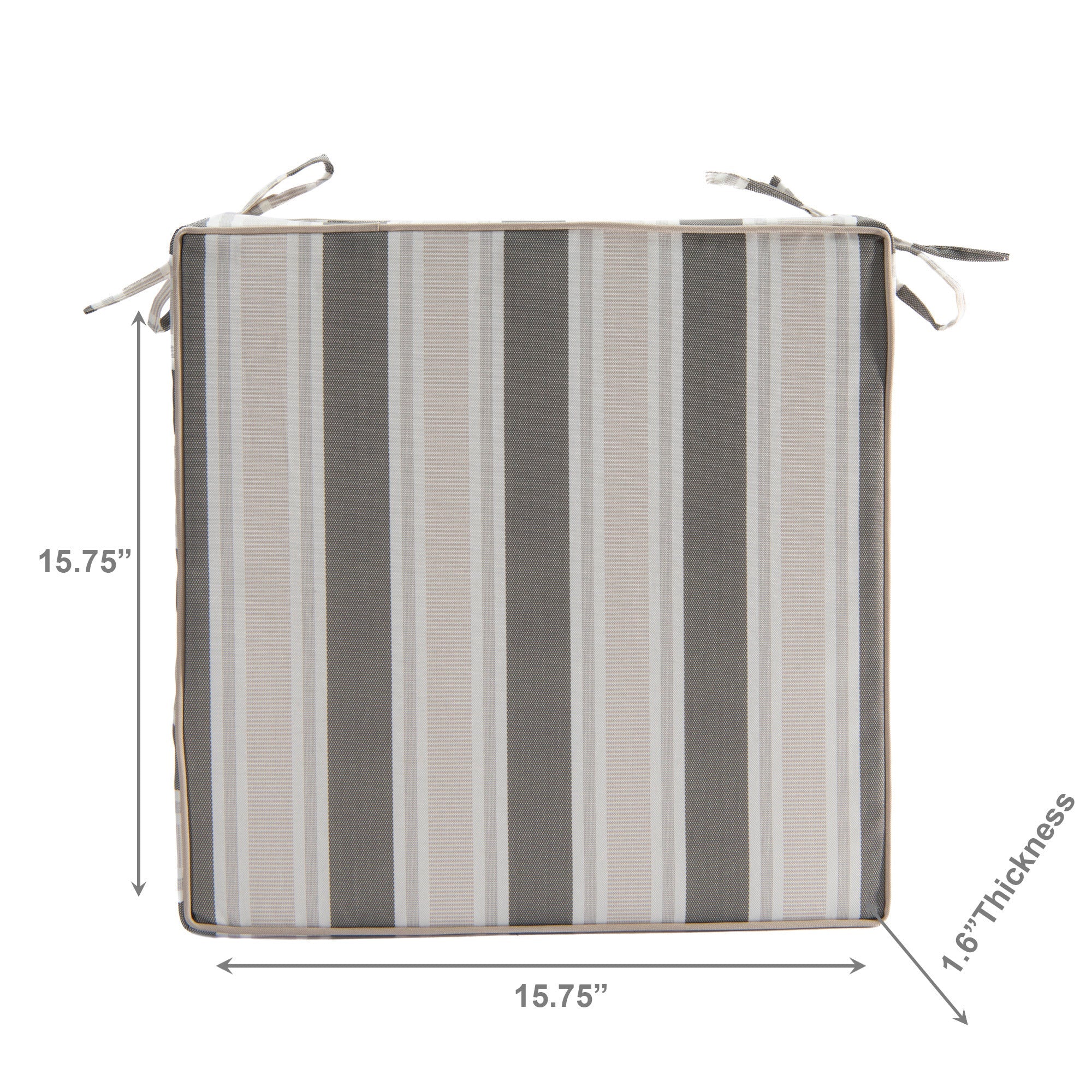 Taupe Striped Outdoor Chair Pads with Cushioning, 2-Pack, Patio Seating, Comfortable, Weather-Resistant