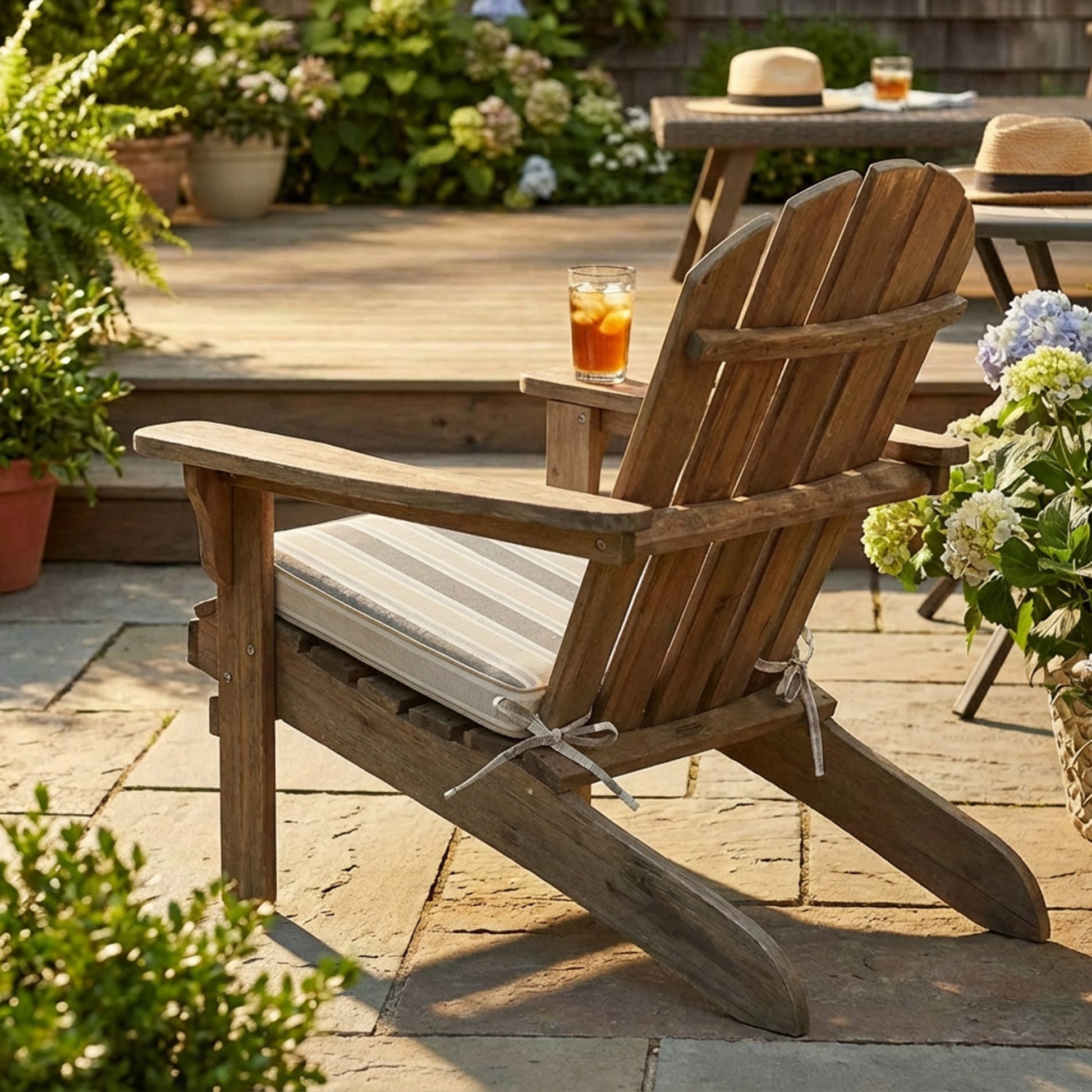Taupe Striped Outdoor Chair Pads with Cushioning, 2-Pack, Patio Seating, Comfortable, Weather-Resistant