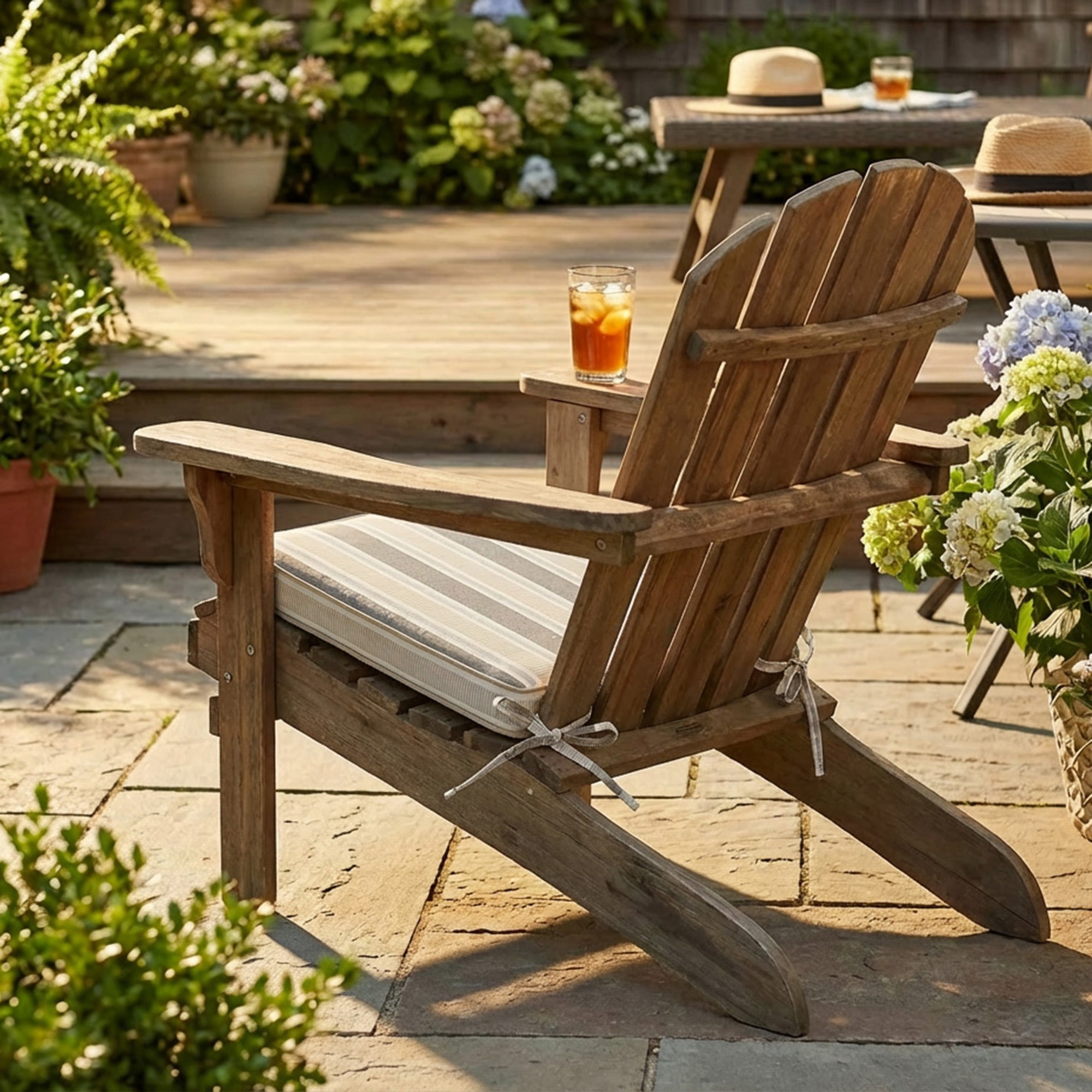 Taupe Striped Outdoor Chair Pads with Cushioning, 2-Pack, Patio Seating, Comfortable, Weather-Resistant