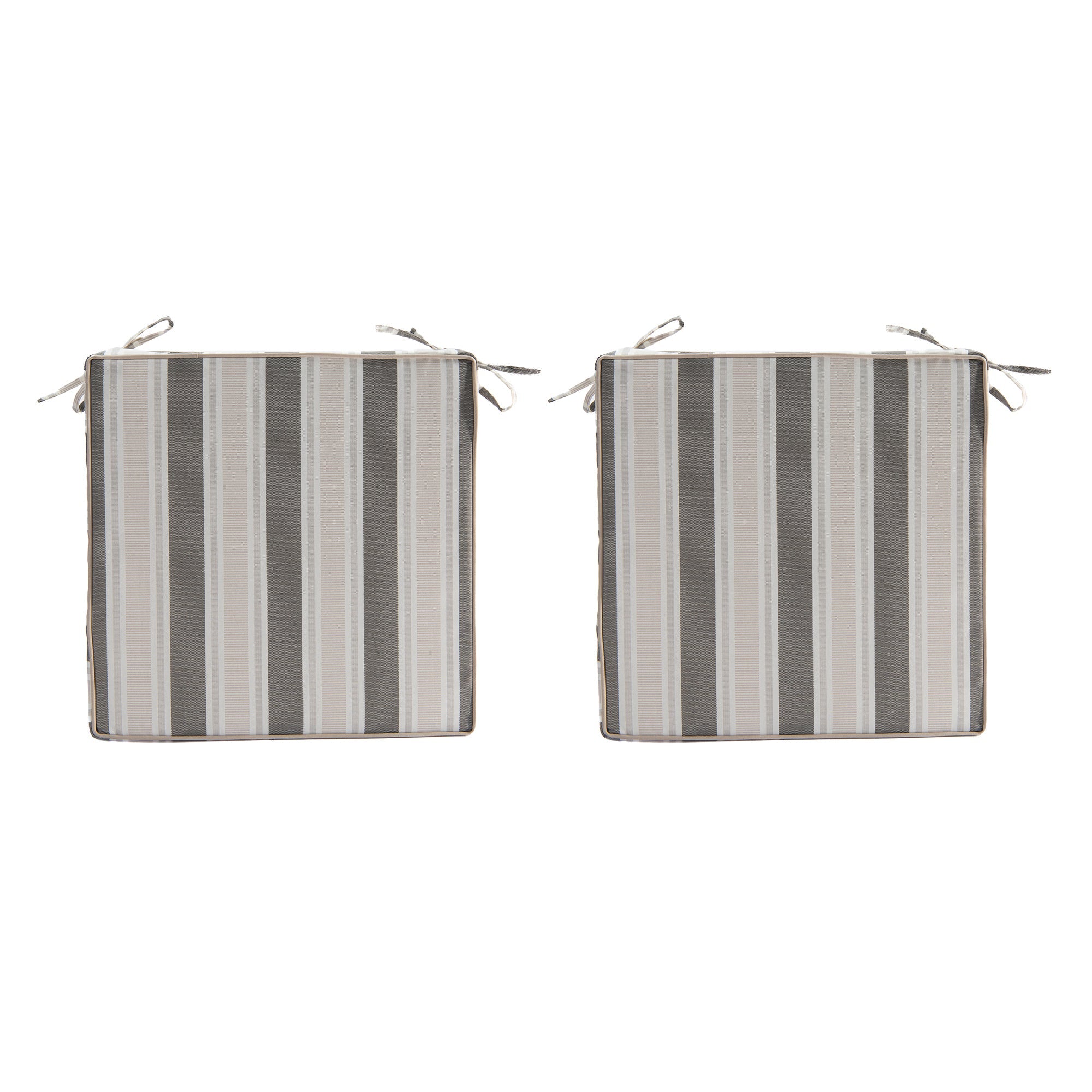 Taupe Striped Outdoor Chair Pads with Cushioning, 2-Pack, Patio Seating, Comfortable, Weather-Resistant