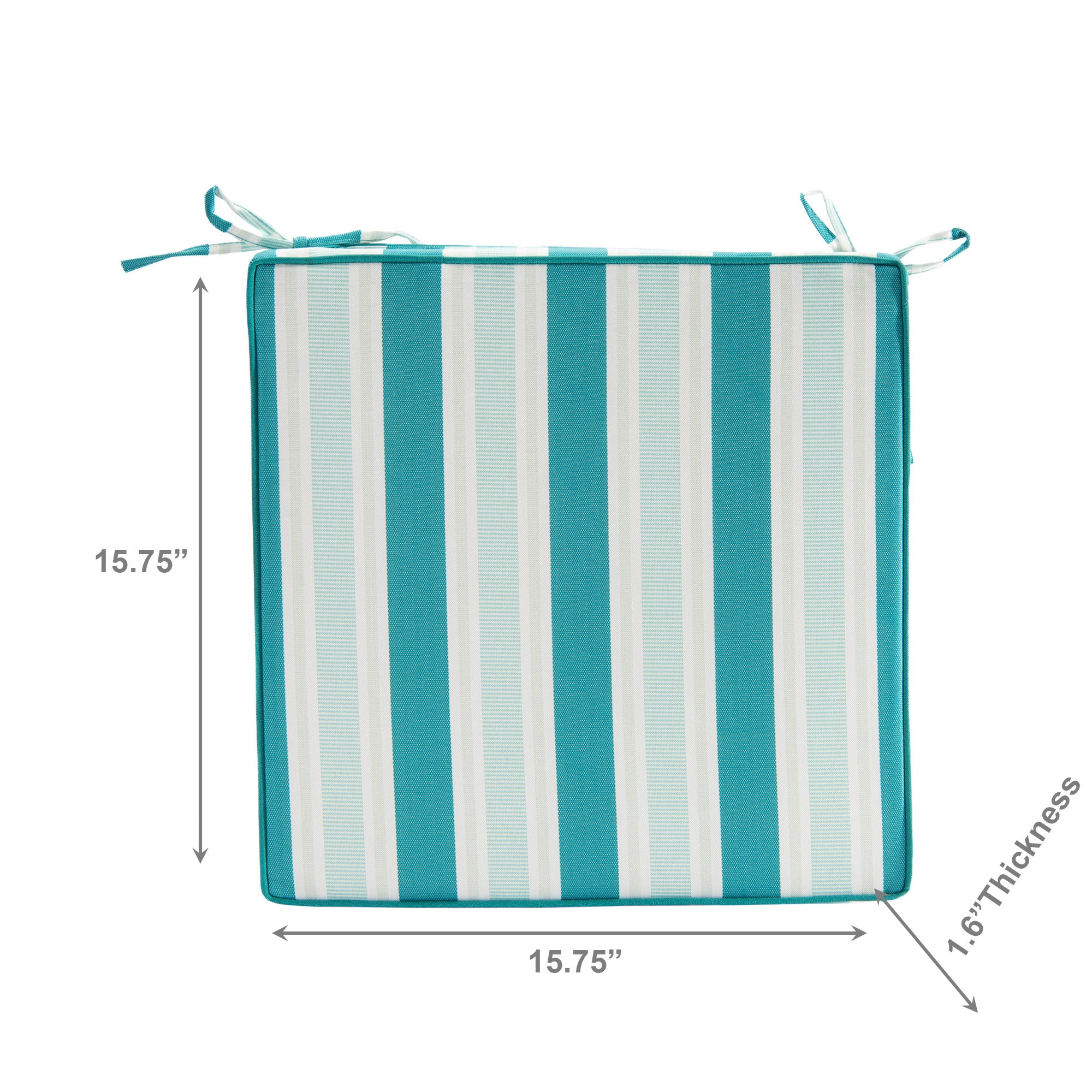 Teal Striped Outdoor Chair Pads with Cushioning, 2-Pack, Patio Seating, Comfortable, Weather-Resistant