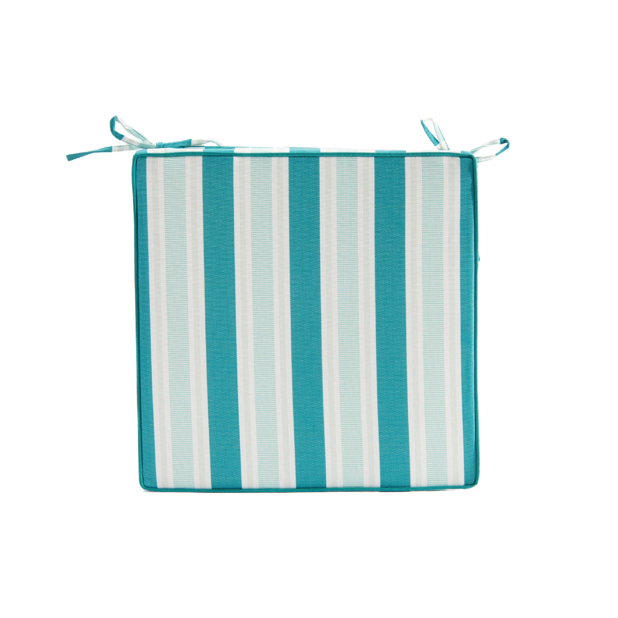 Teal Striped Outdoor Chair Pads with Cushioning, 2-Pack, Patio Seating, Comfortable, Weather-Resistant