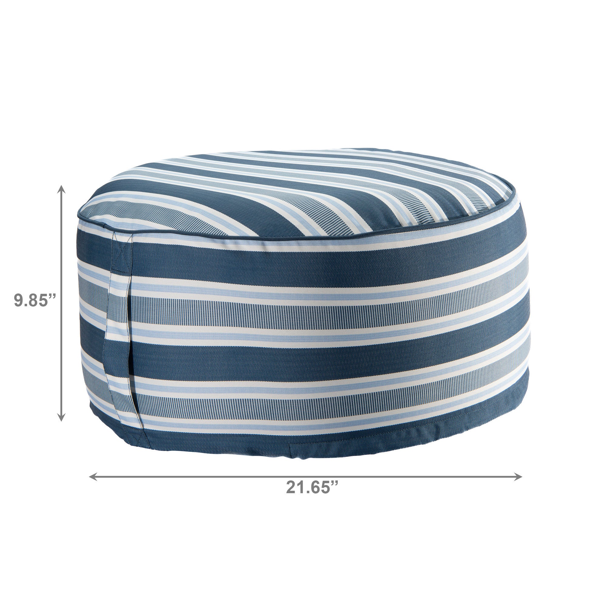 Blue Striped Outdoor Inflatable Pouf Seat, Portable, Garden, Patio, Waterproof, Comfortable Seating